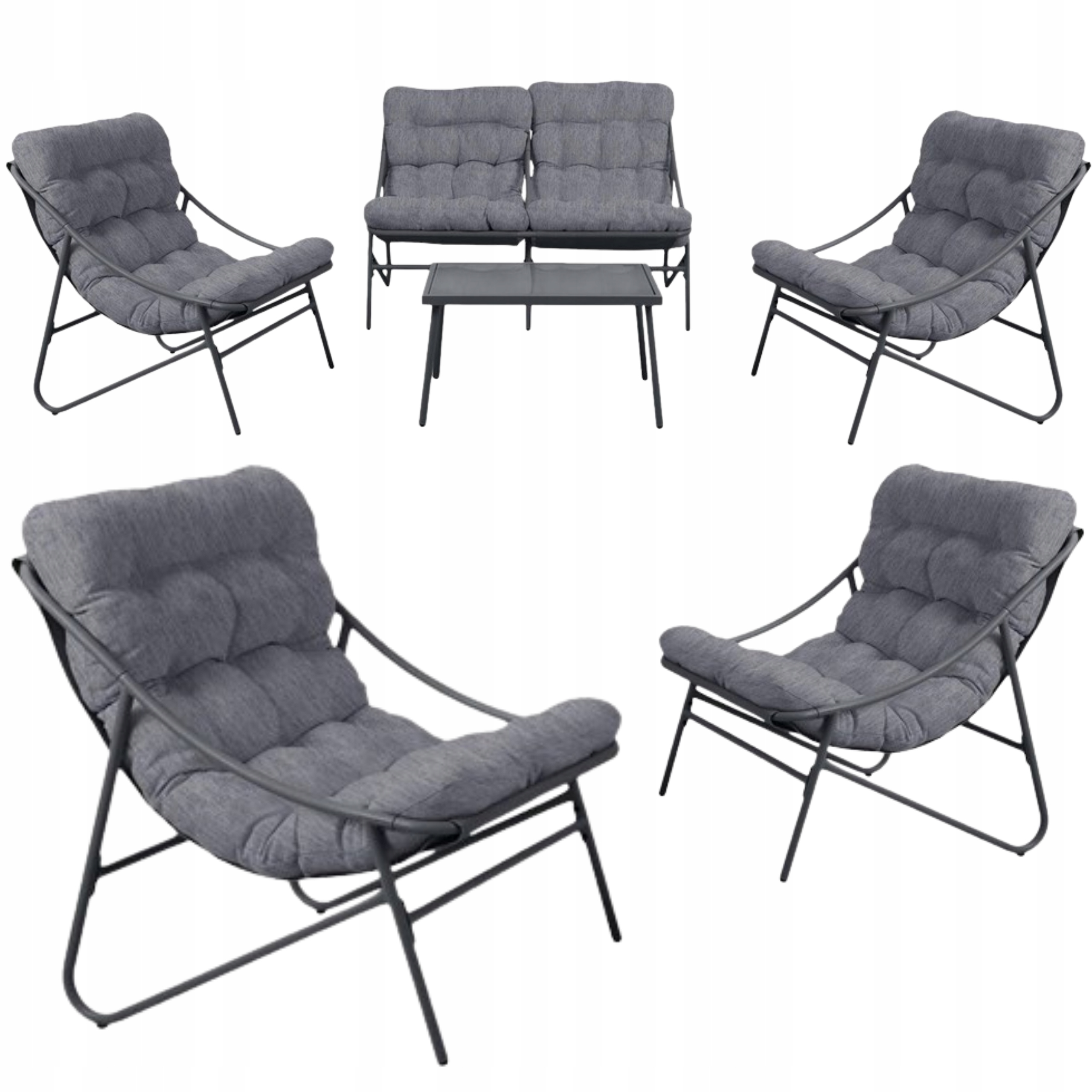 Zestaw Mebli Ogrodowych Na Taras Balkon Sofa Stolik 2 Fotele Czarny Vibe