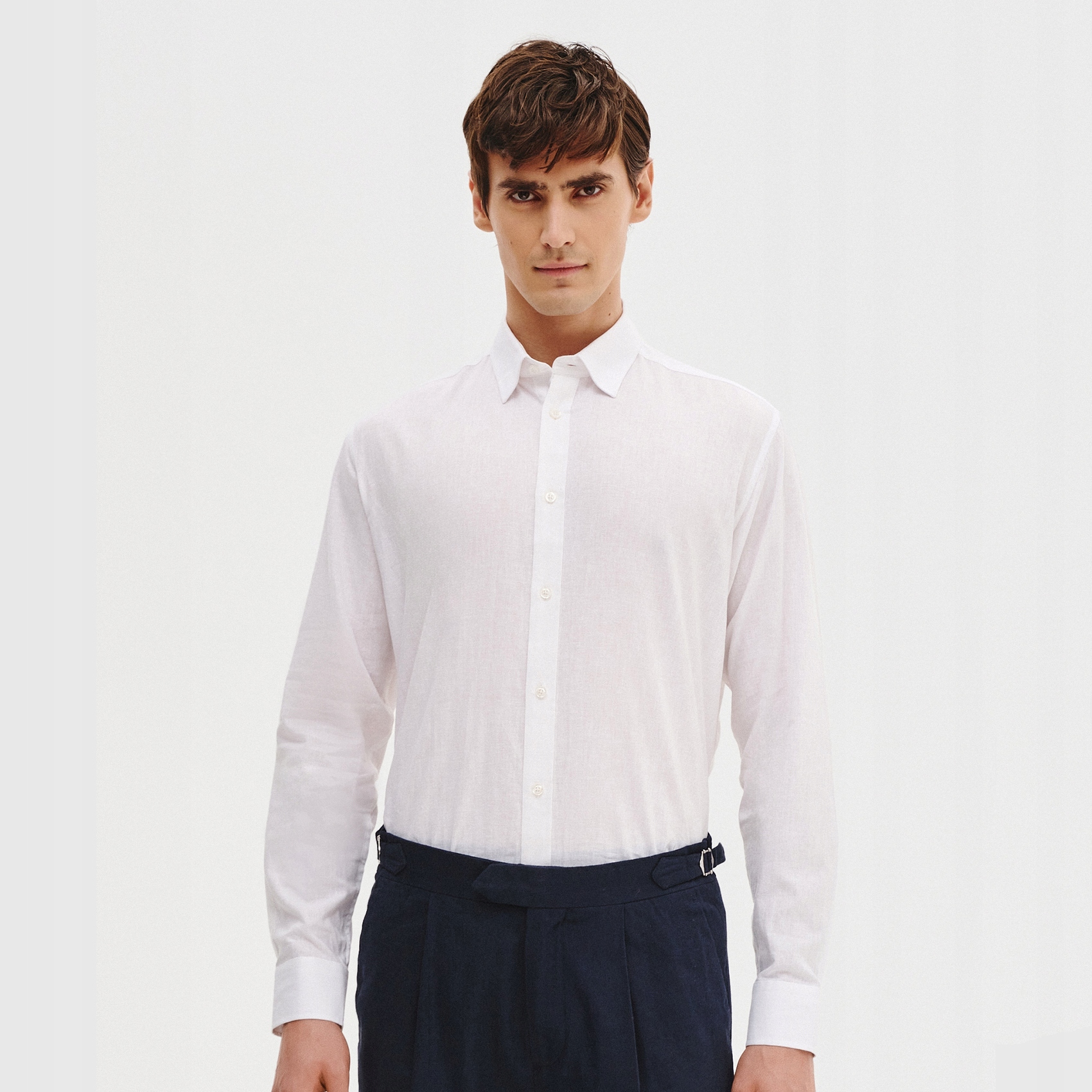 Bílá pánská košile z lnu a bavlny Regular Pako Lorente vel XXL