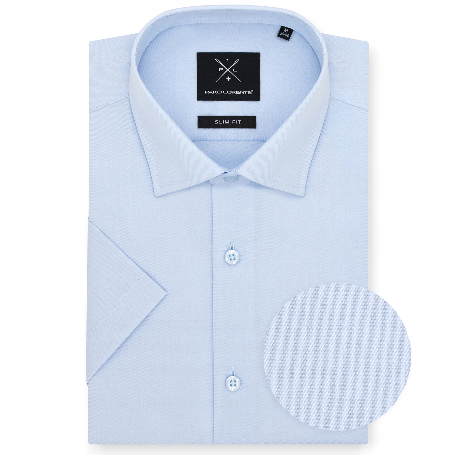 Modrá pánská košile s krátkým rukávem Slim Fit Pako Lorente vel L