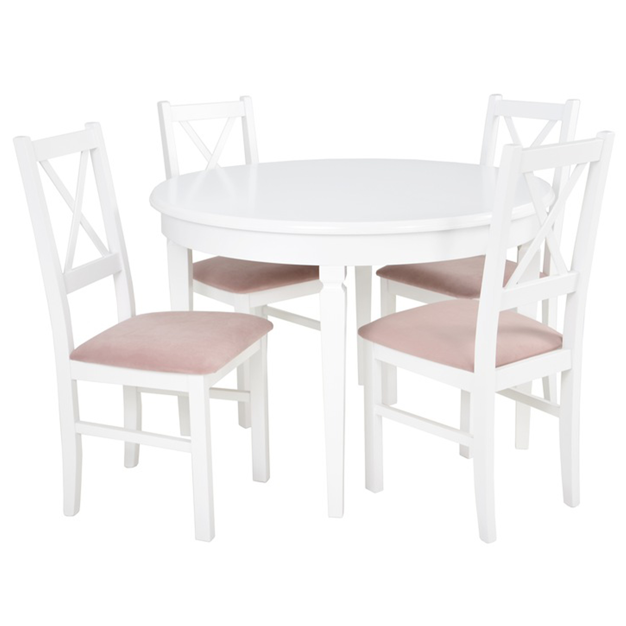 Okrúhly stôl o 2.1 m a 4 stoličky, biela | Všetko pre krajší domov. Lacný  nábytok, doplnky