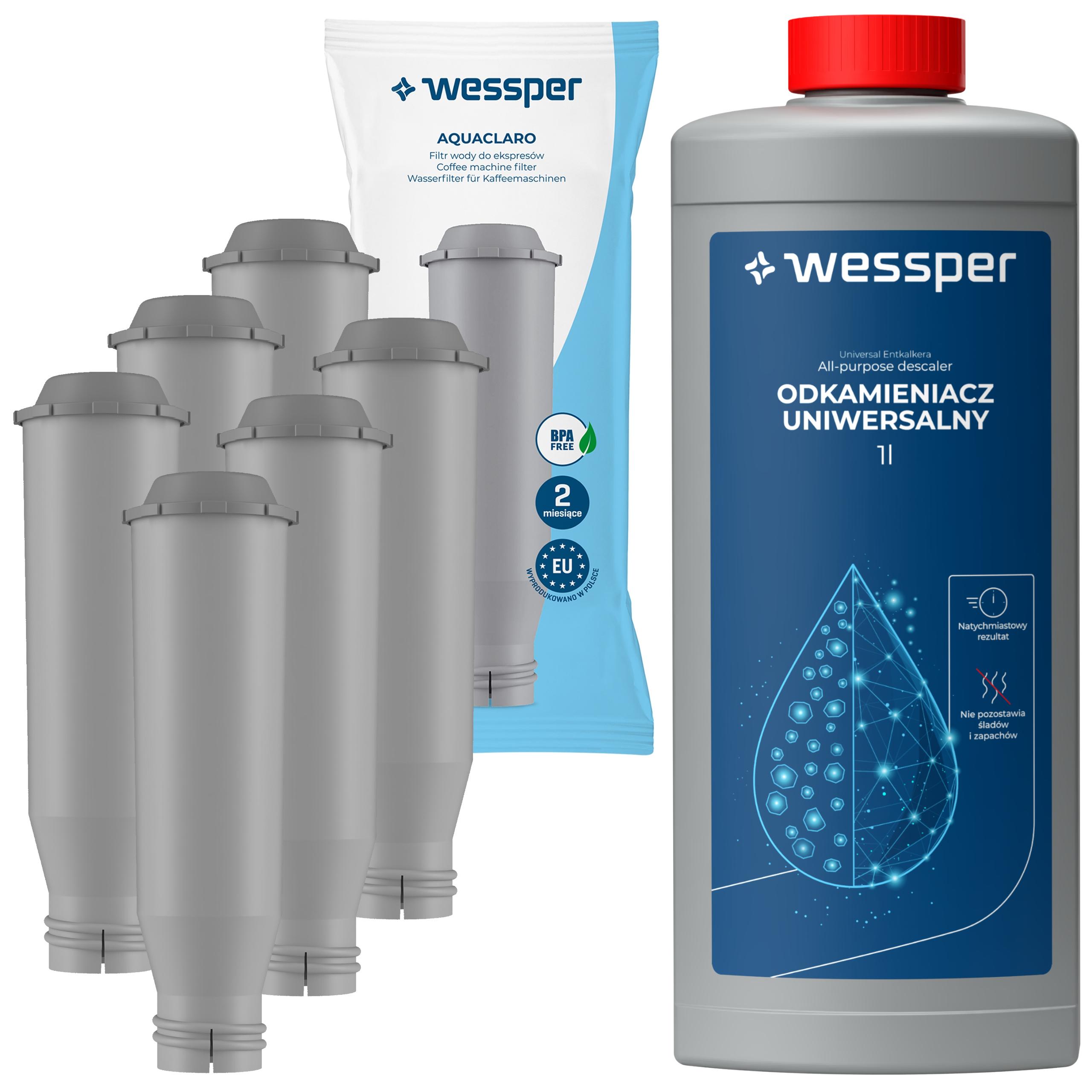 Sada Wessper pro kávovar Krups: 6x Filtr Odvápňovač 1L univerzální