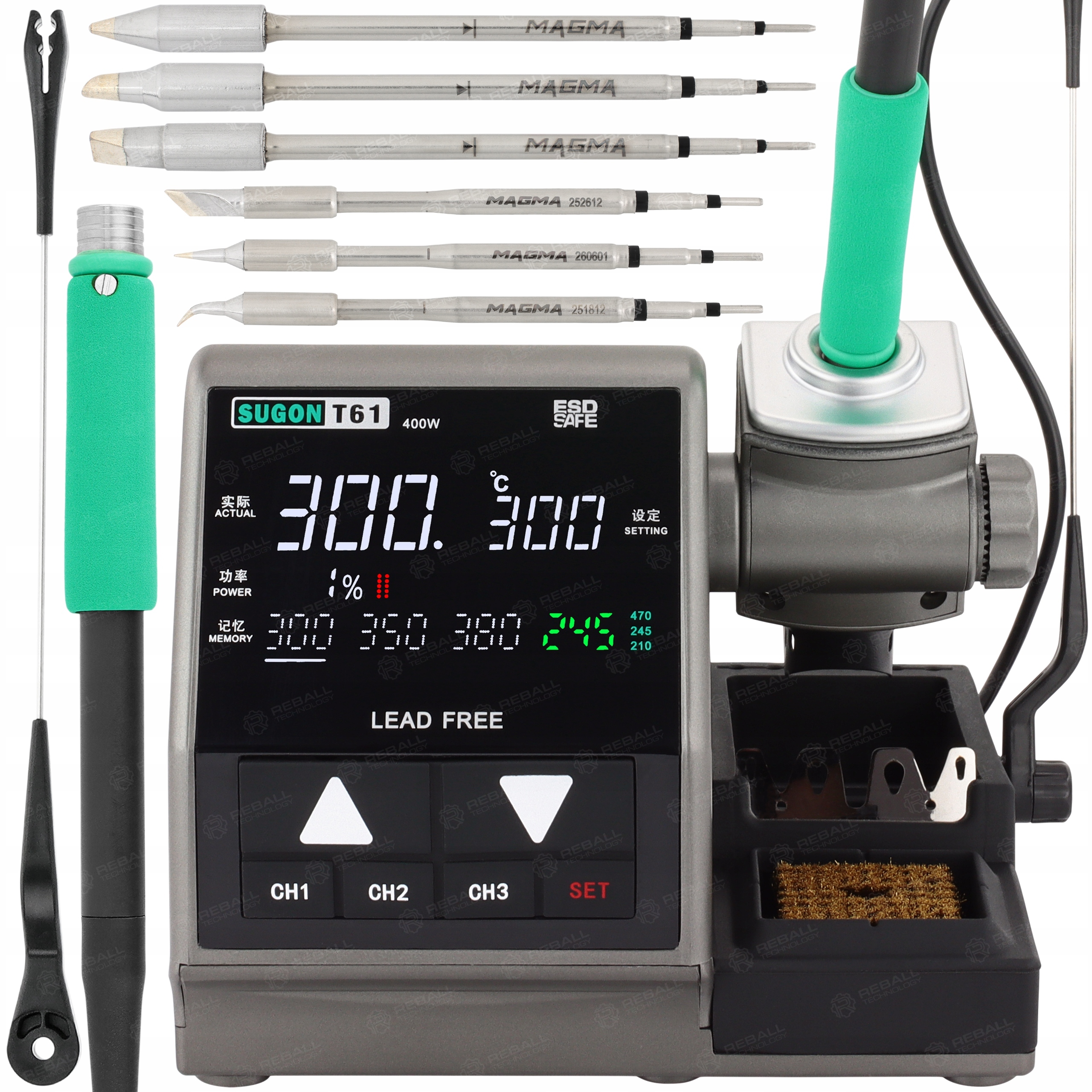 Přesná Pájecí Stanice Sugon T61 400W 6 Hrotů C245 C470