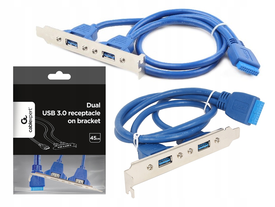 Gniazdo, śledź do obudowy 2 x USB 3.0 Gembird CC-USB3-RECEPTACLE