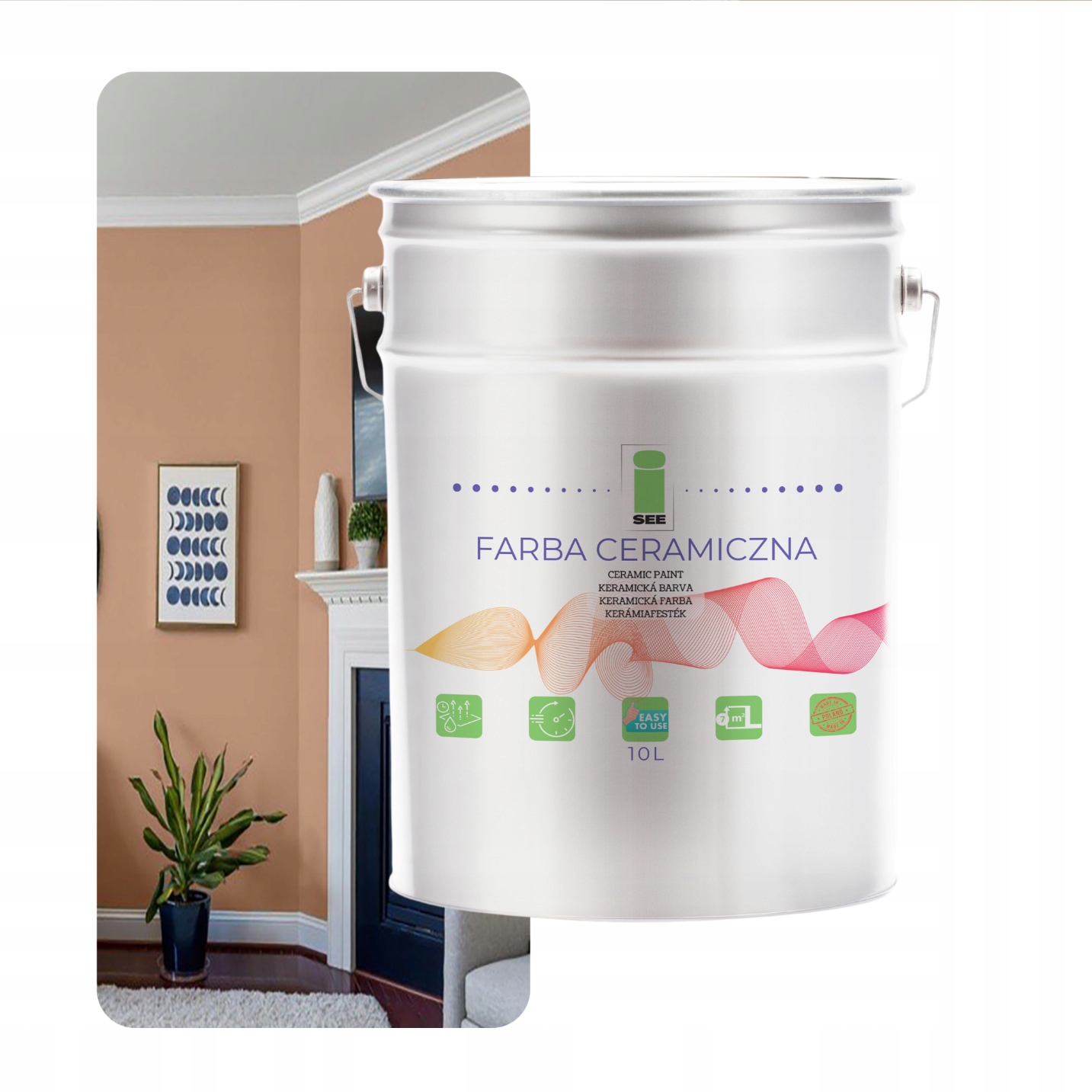 Umývateľná Keramická Farba Na Stenu Béžová Teplá 10 L Bez Zápachu