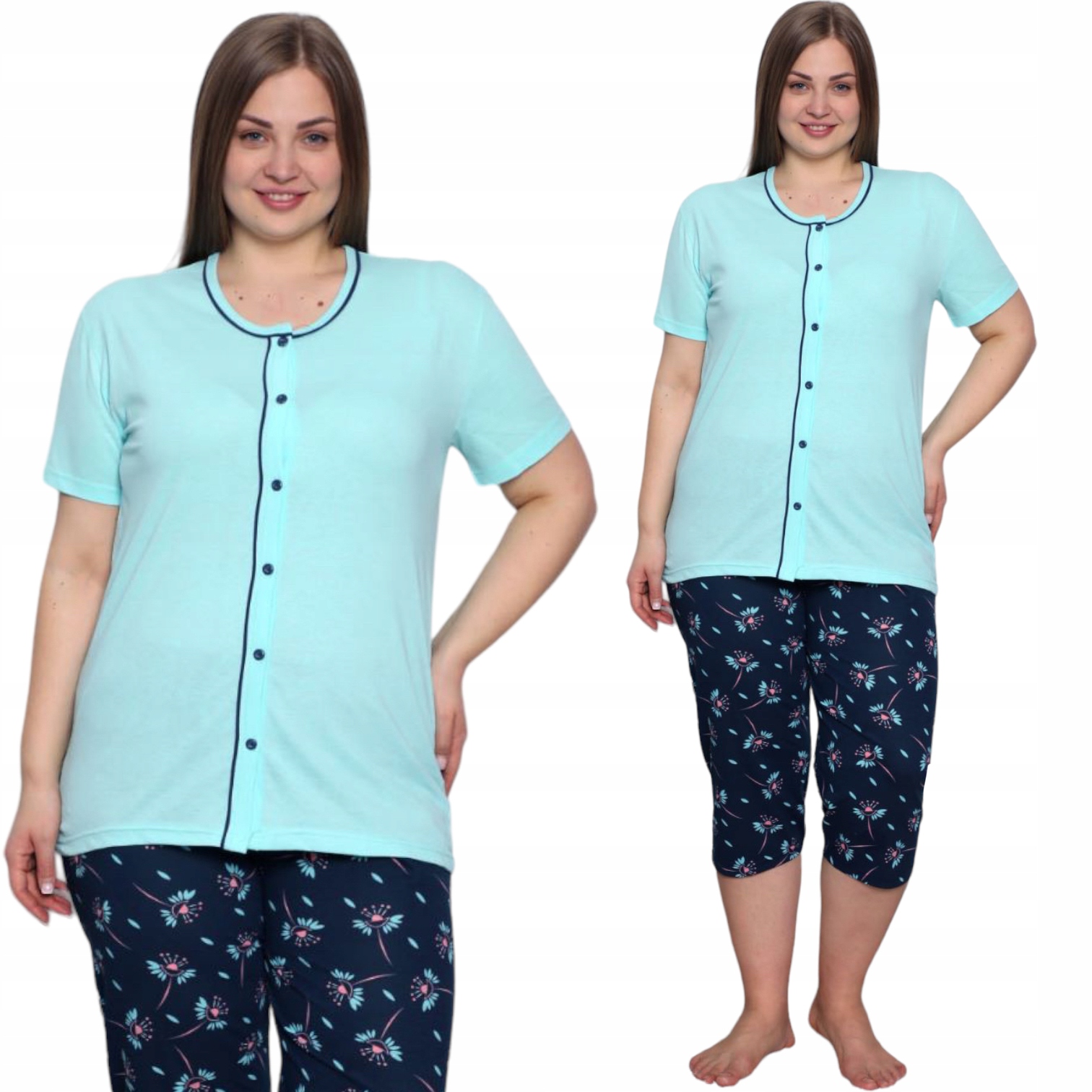 

Piżama Damska Cała Rozpinana Krótki Rękaw Duze Roz