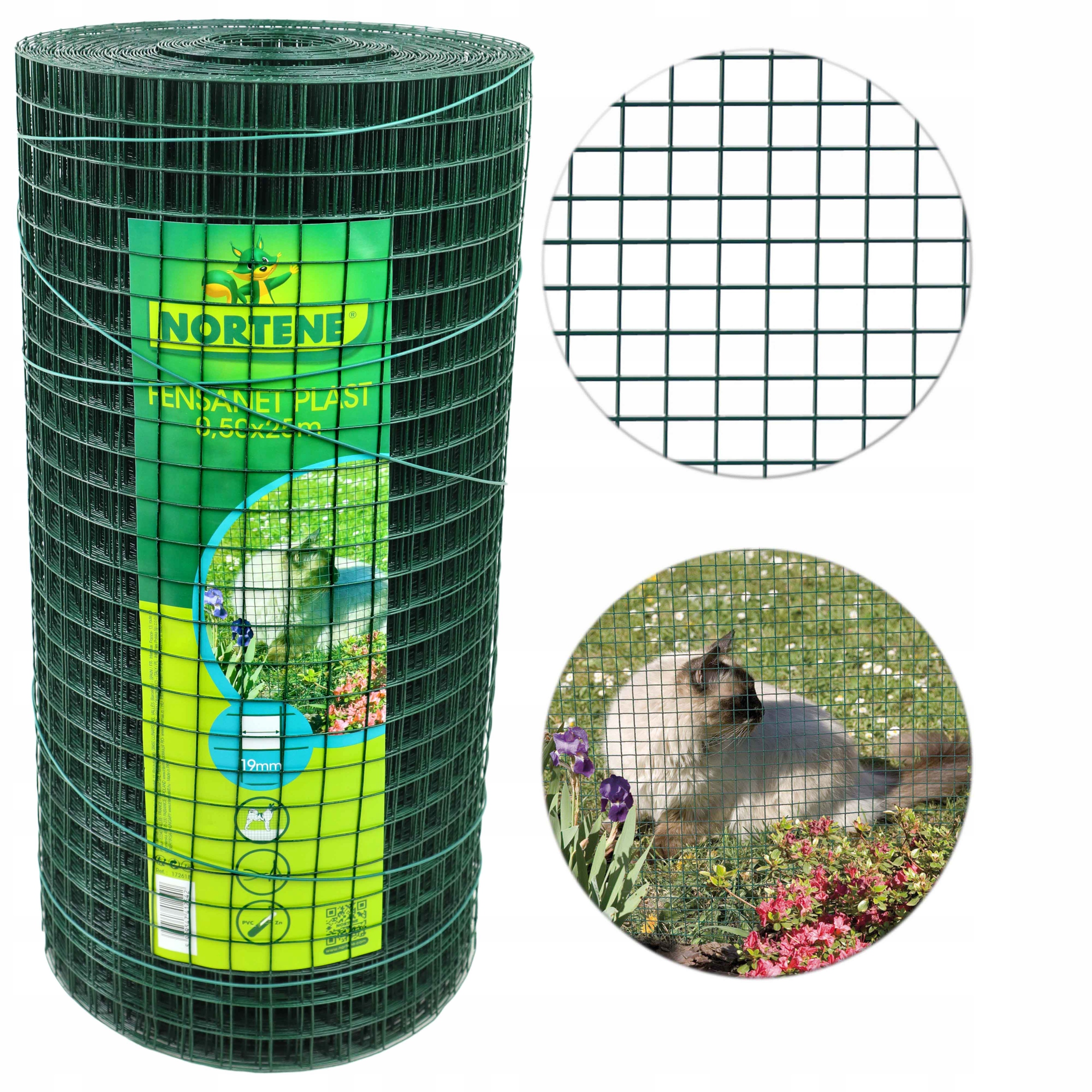 Siatka Zgrzewana Pcv Zielona 0,5m x 25m oczko 19mm