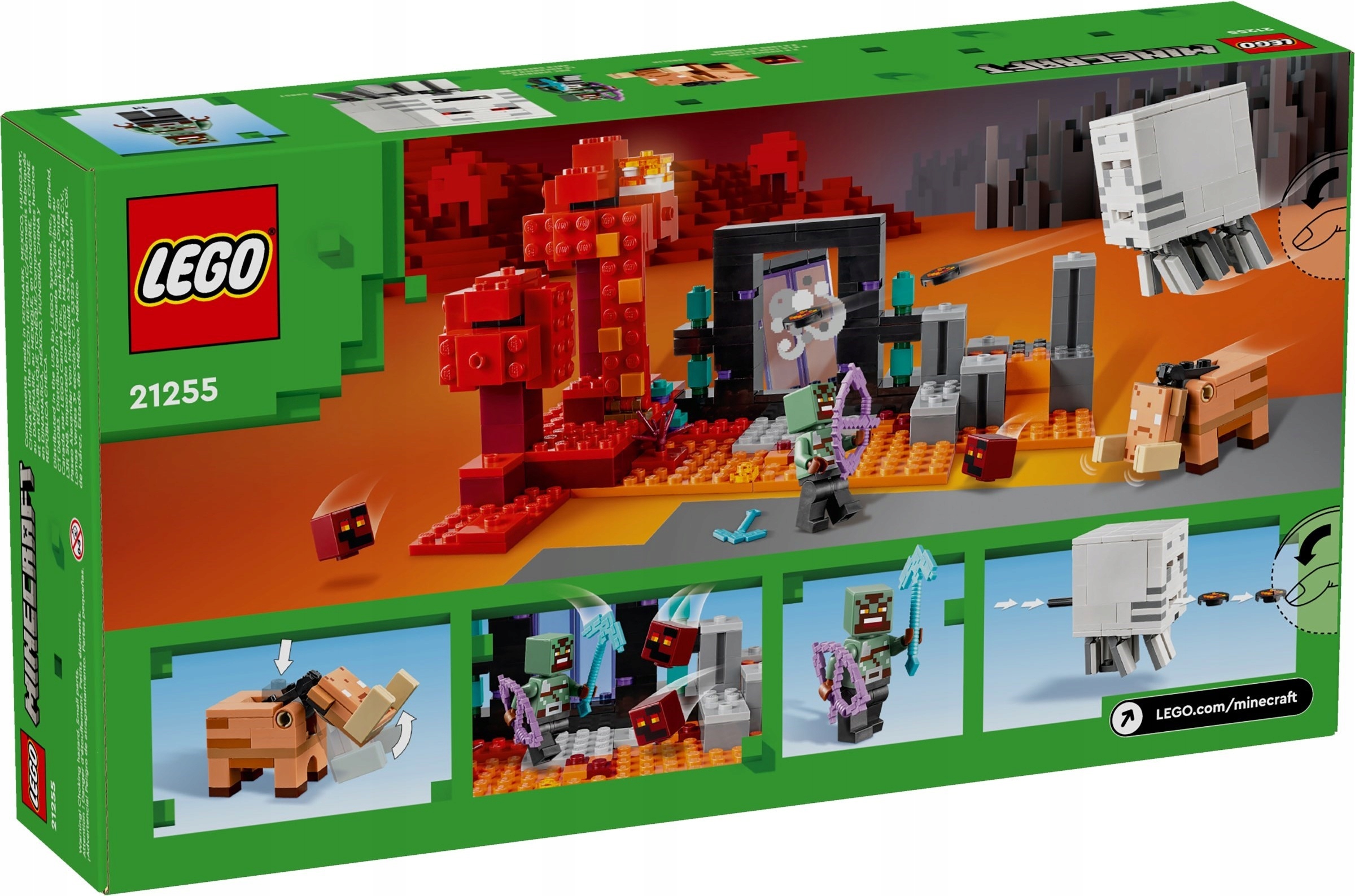 LEGO 21255 KLOCKI MINECRAFT - ZASADZKA PORTAL NETHERU + TORBA NA PREZENT Wiek dziecka 8 lat +
