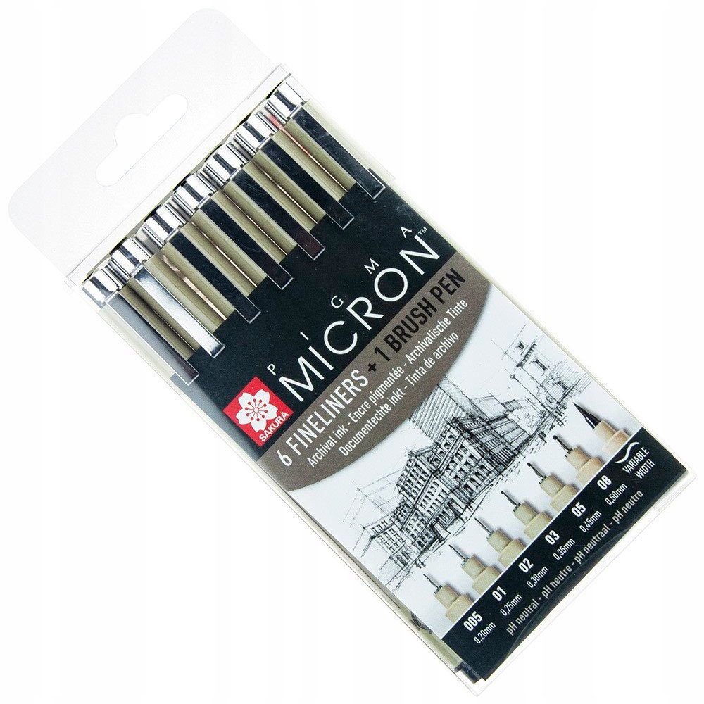 

Cienkopisy Pigma Micron czarne 6szt. Brush Pen