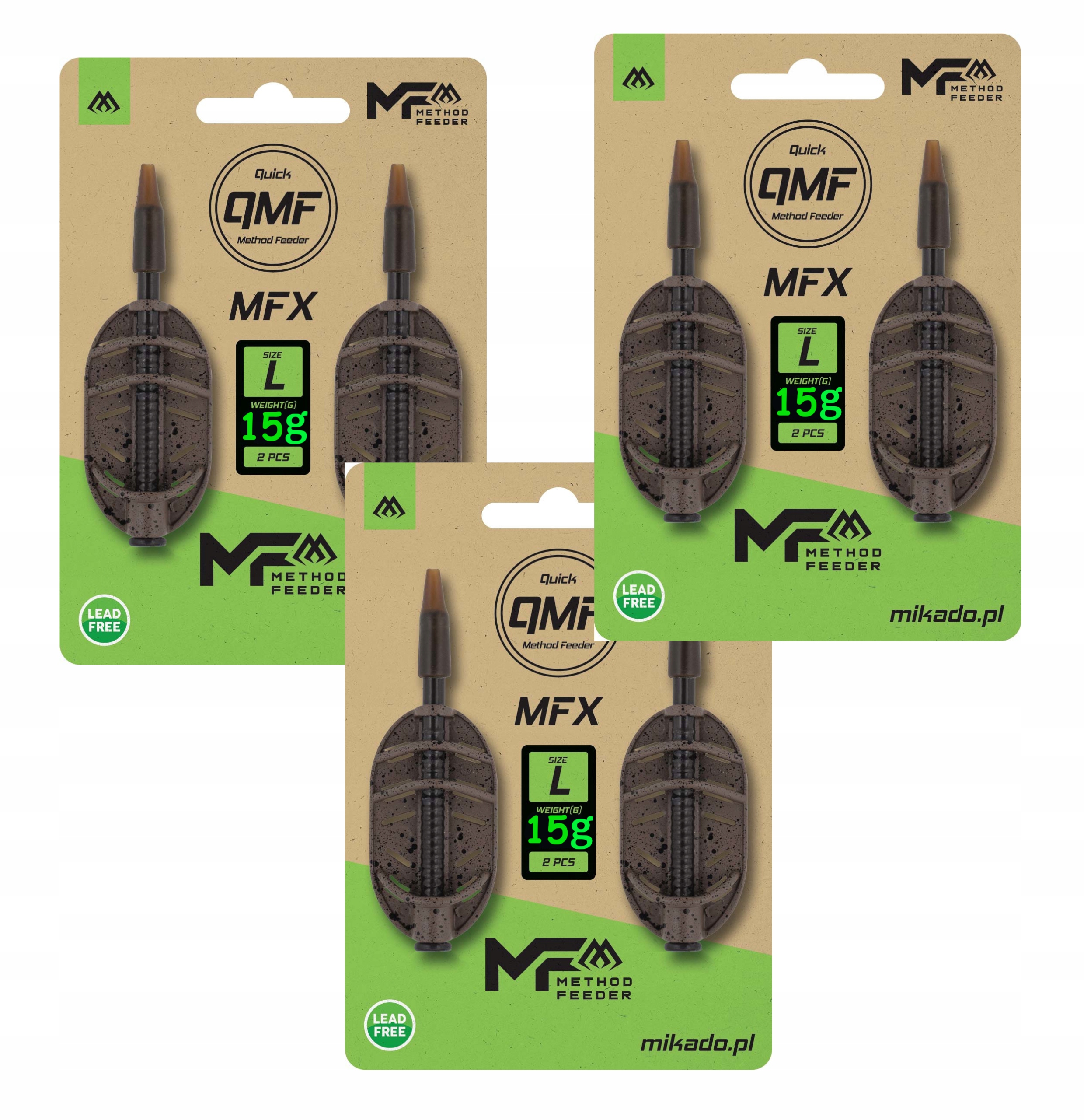 6x podajniki eco z cynku Do Metody Mikado Method Feeder Mfx rozmiar L 15g