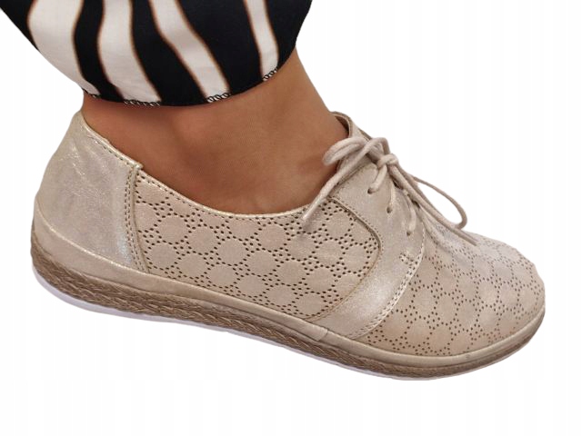 PÓŁBUTY NA KOTURNIE SKÓRA AŻUROWE WIOSNA HELIOS 36 Rozmiar 36
