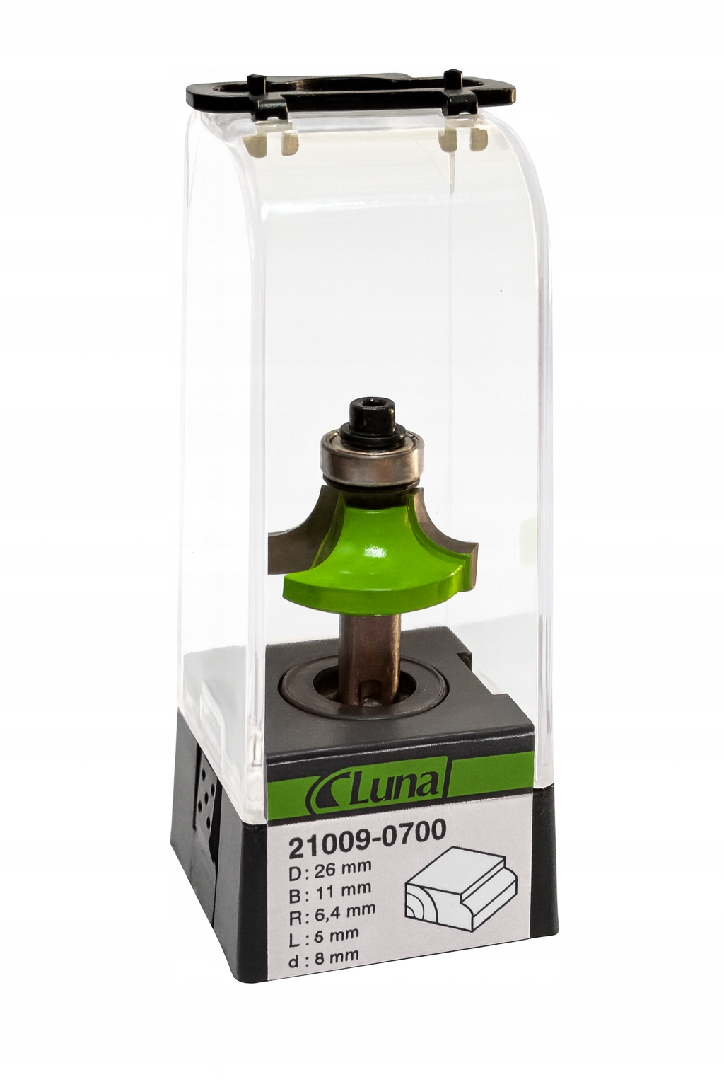 Zaoblovací fréza 26mm H11mm R6,4mm délka 49mm stopka 8mm s ložiskem Luna