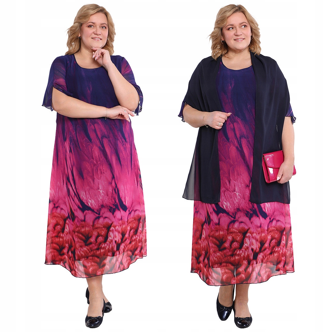 Šaty s fialovo-růžovým peřím 52