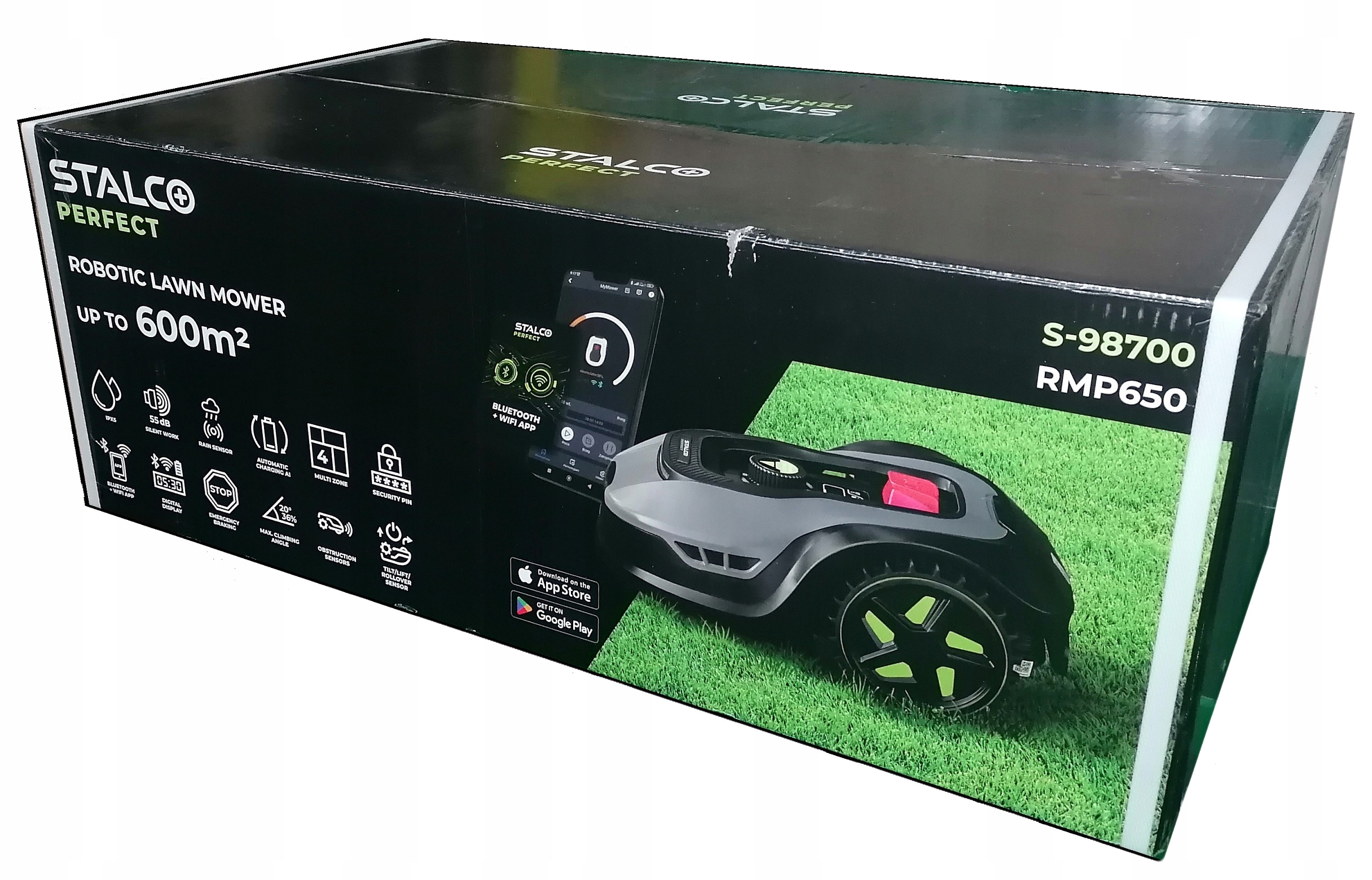 ROBOT KOSZĄCY KOSIARKA AUTOMATYCZNA akumulatorowa 600 m2 STALCO PERFECT Wydajność koszenia 600 m²