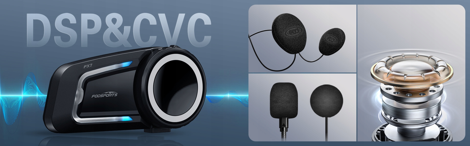 INTERCOM MOTOCYKLOWY Fodsports FX7 Mesh System BT5.4 Dual Chip 10 Riders+FM Maksymalny zasięg 2000 m