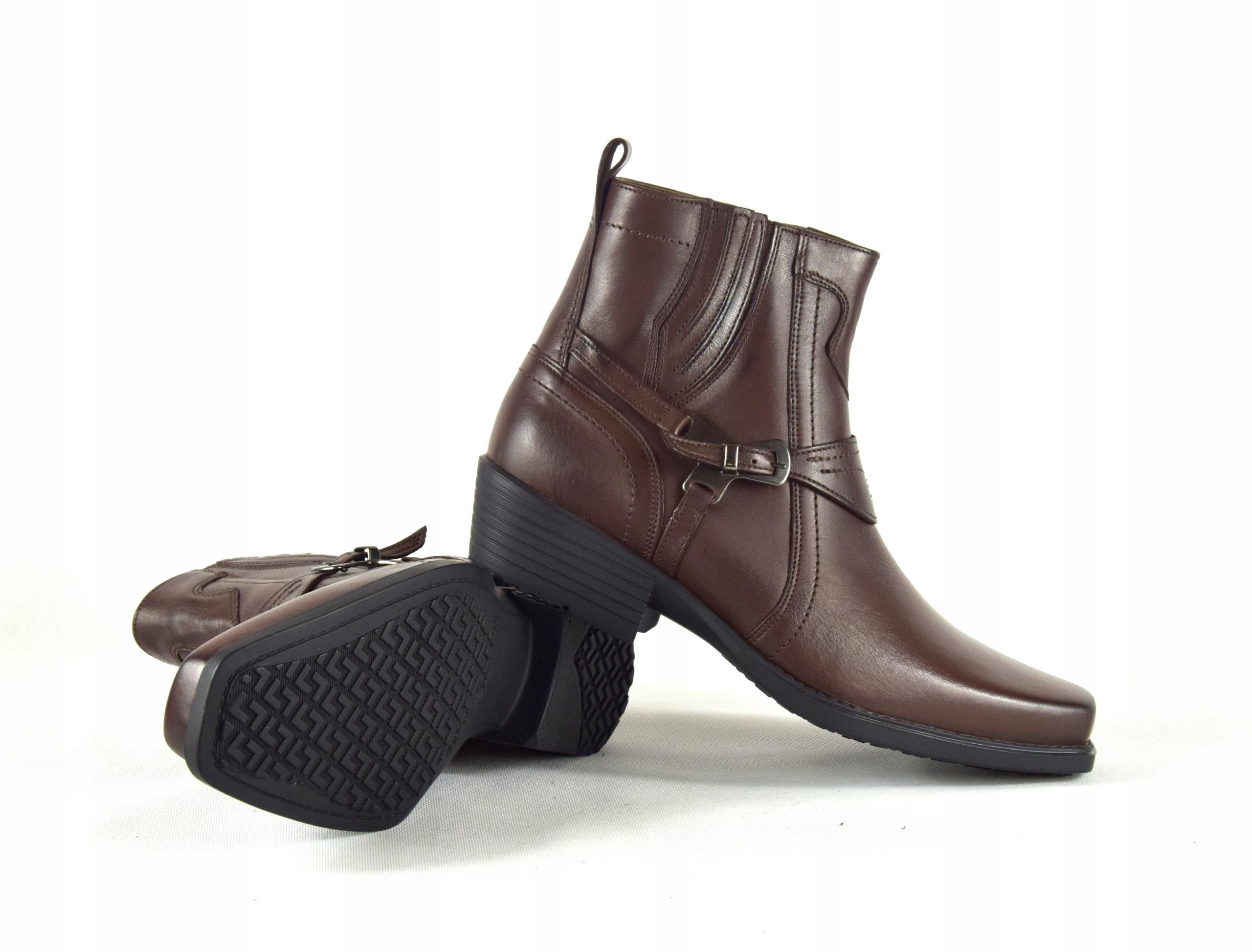 KOWBOJKI MĘSKIE DŁUGIE SKÓRZANE POLSKIE 680 Oryginalne opakowanie producenta pudełko