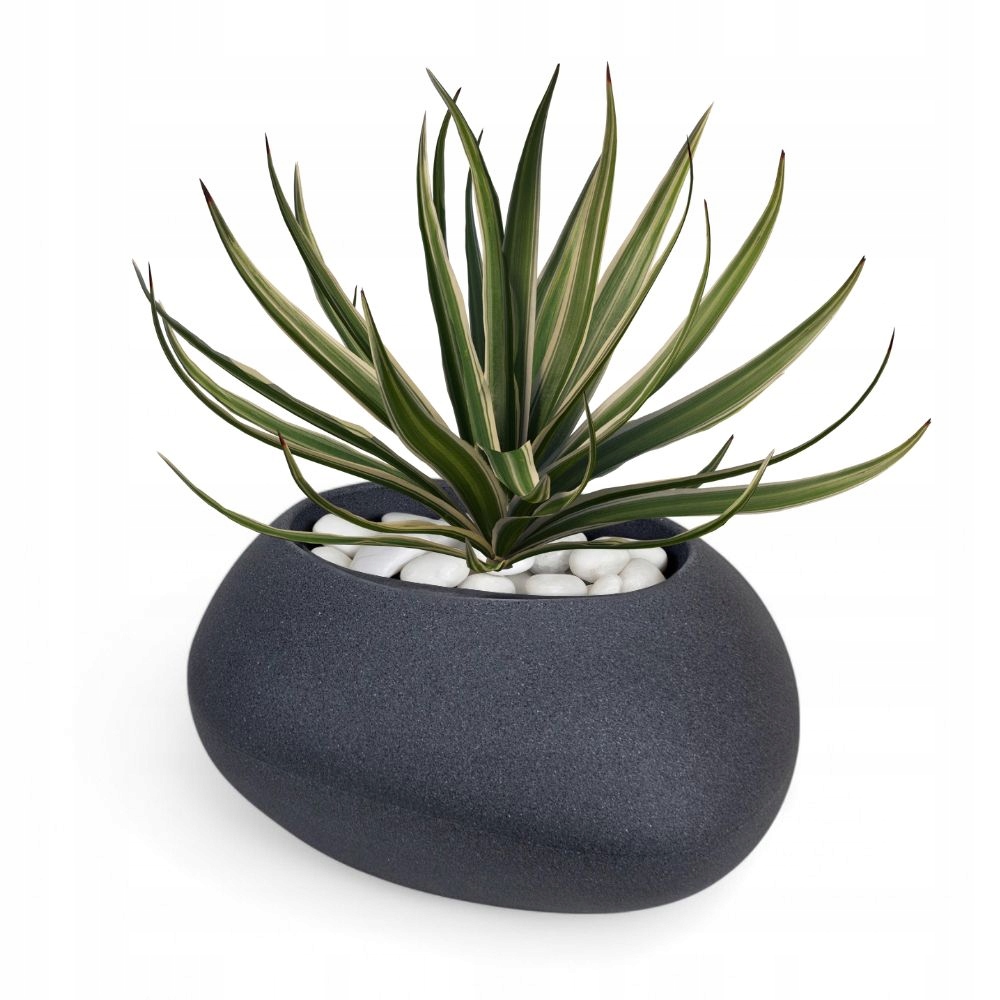 Donica ogrodowa Kamień wys. 24x50 cm antracyt mrozoodporna na taras balkon