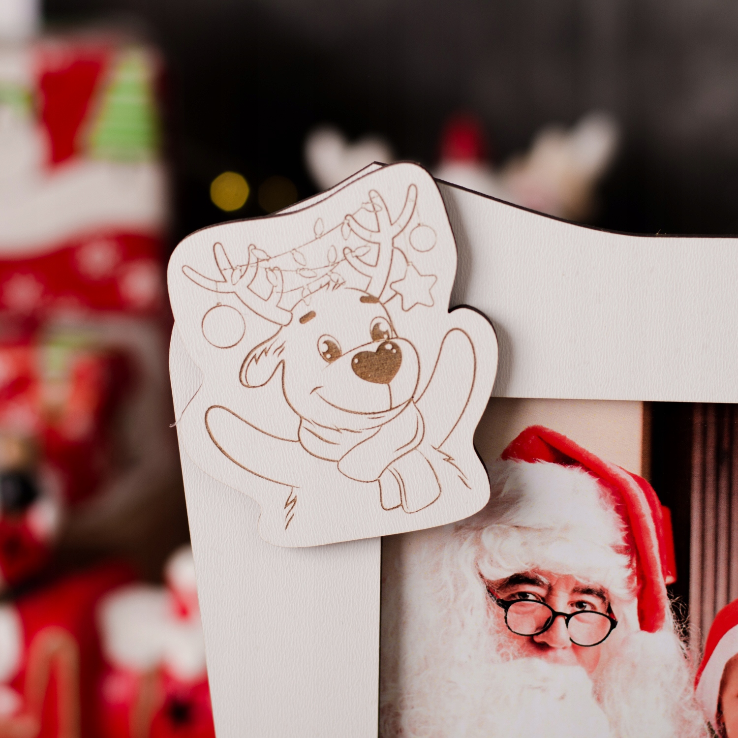 RAMKA NA ZDJĘCIE ŚWIĄTECZNA Z IMIENIEM PREZENT ŚWIĘTA MIKOŁAJ Wysokość produktu 17 cm