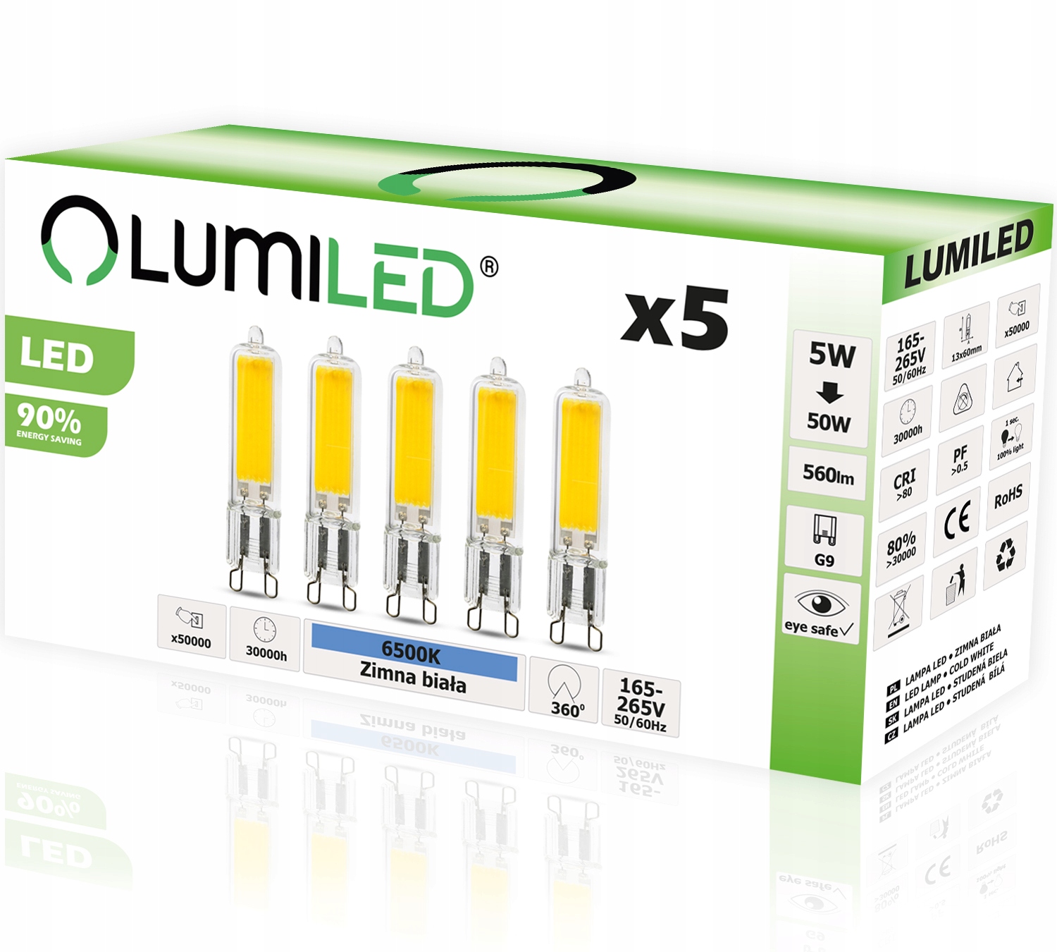 

5x Żarówka Led G9 Kapsułka 5W 50W Lumiled 6500K