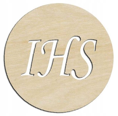 Drewniany dekor IHS Komunia scrapki decoupage 5cm