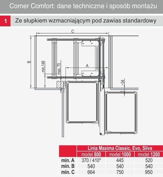 REJS Magic Corner Maxima Classic 800 prawy grafit Kod producenta R053