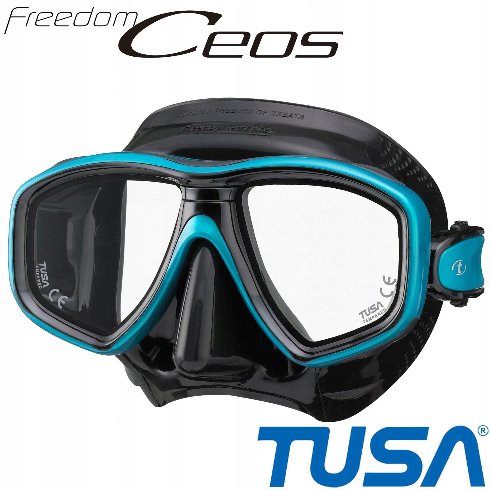 Tusa Maska Do Nurkowania Nurkowa M-212 Qbog Freedom Ceos Czarno-turkusowa
