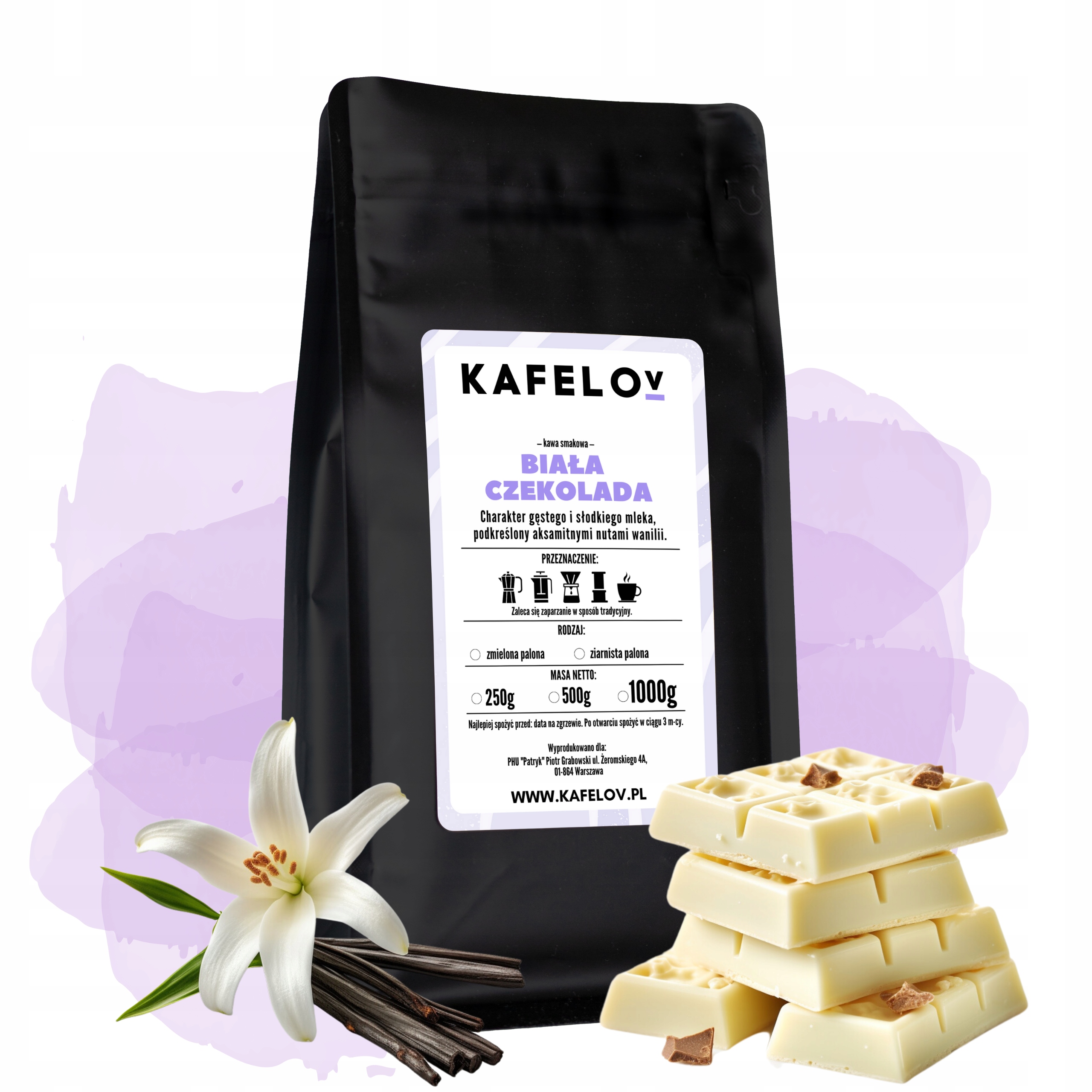 Levně Káva ochucená káva 1 kg Bílá Čokoláda