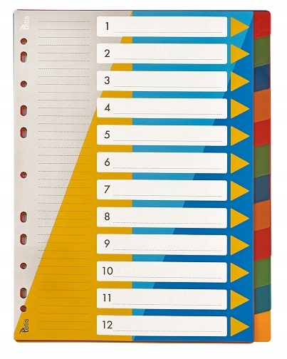 

Przekładki do segregatora 1-12 A4 Tetis BP630-12