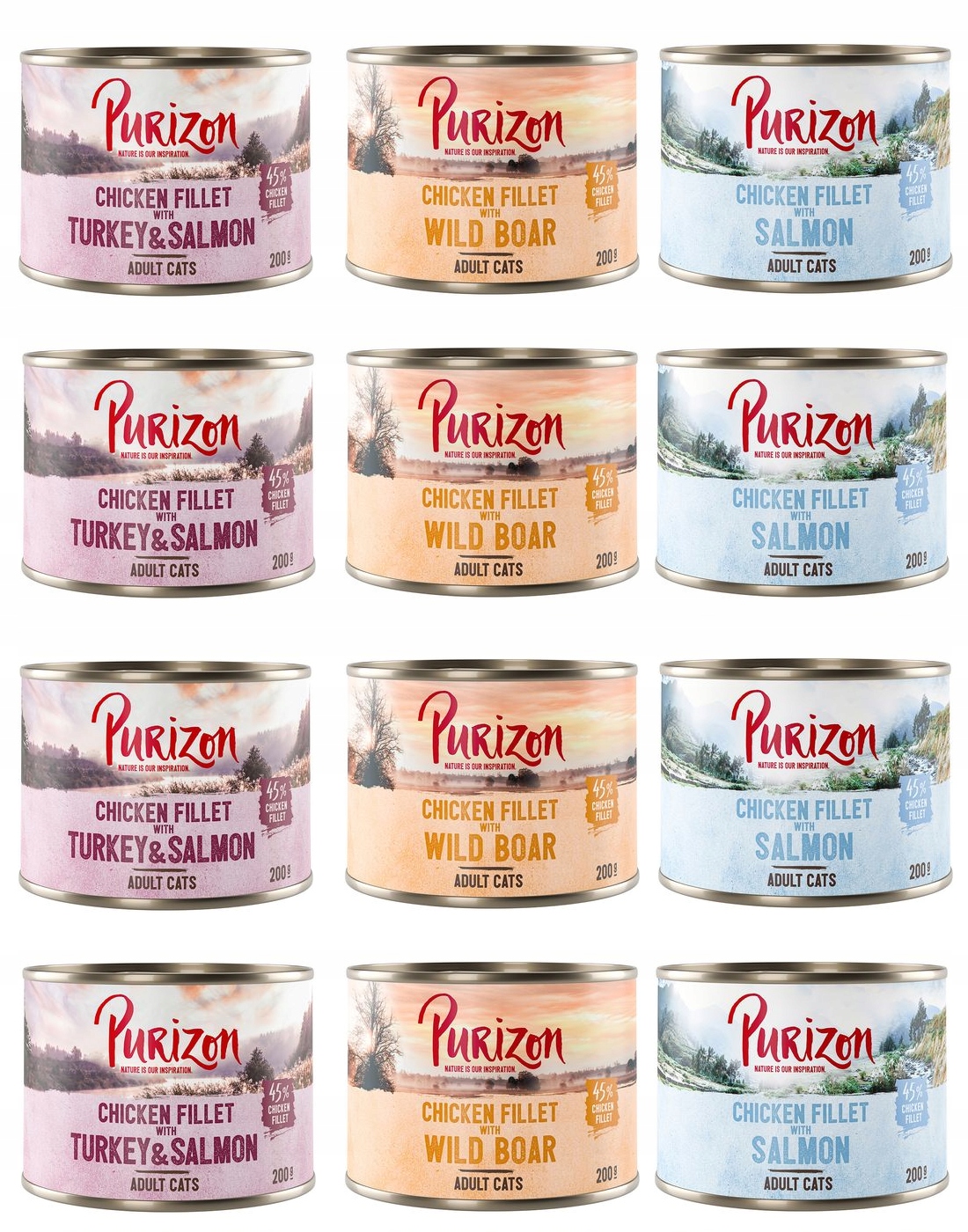 Mokra karma dla kota Purizon Adult mix 3 smaków 12 x 200g