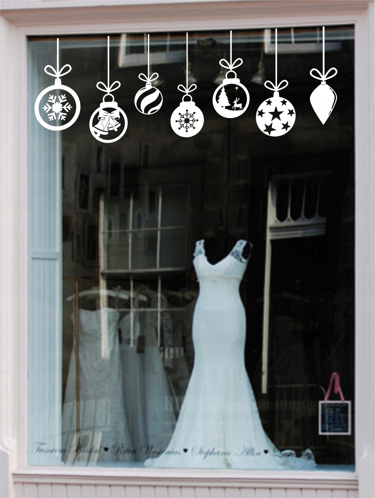 BOMBKI ŚWIĄTECZNE NA SZYBĘ ŚCIANĘ NAKLEJKA - M