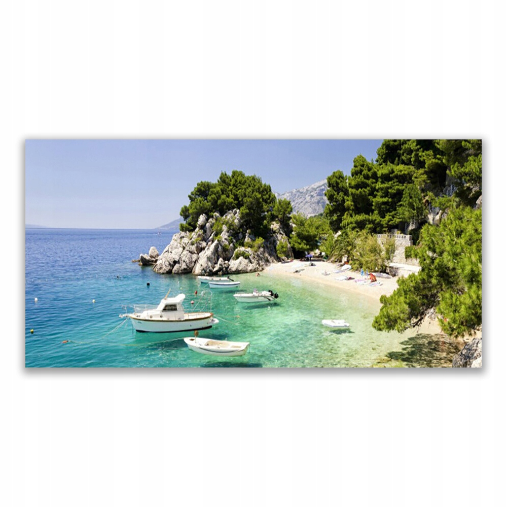 

Fotoobraz wiszący 120x60 Morze Plaża Skały Łodzie