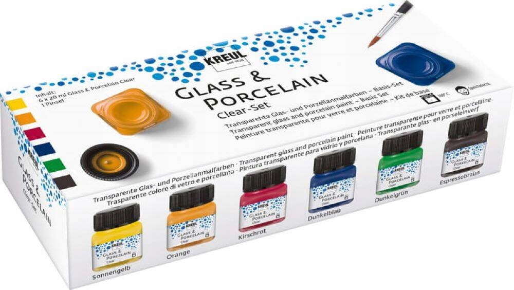 Barvy na sklo a porcelán Kreul 6x20ml Cleart Set Sada barev 6 barev