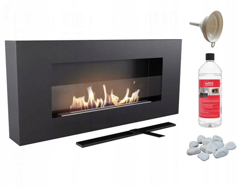 Biokominek 900x400 Delta Flat Szyba czarny kominek