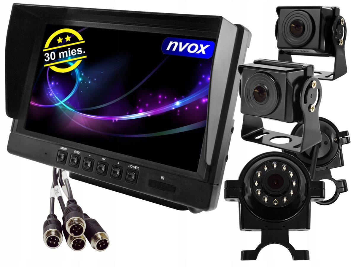 MONITOR SAMOCHODOWY SHARP ORAZ 4 KAMERY AHD 12/24V