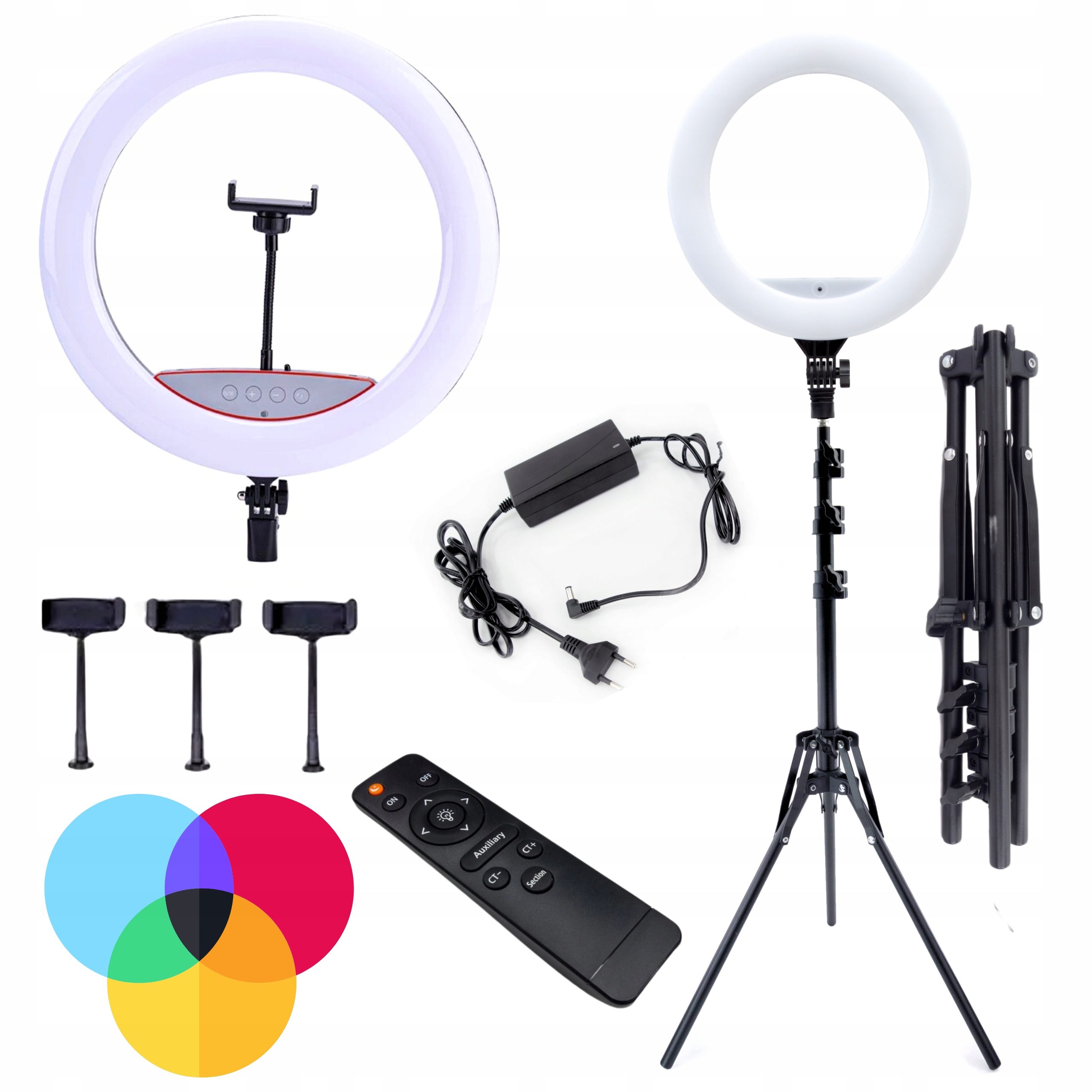 LAMPA PIERŚCIENIOWA LED RING RGB ZE STATYWEM DO ZDJĘĆ FILMÓW SELFIE MAKIJAŻ Marka Inna