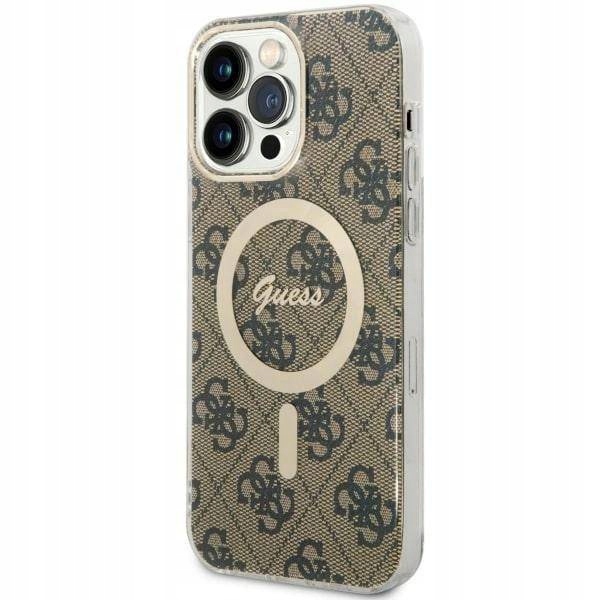Pouzdro Guess Magsafe pro iPhone 14 Pro Max hnědé
