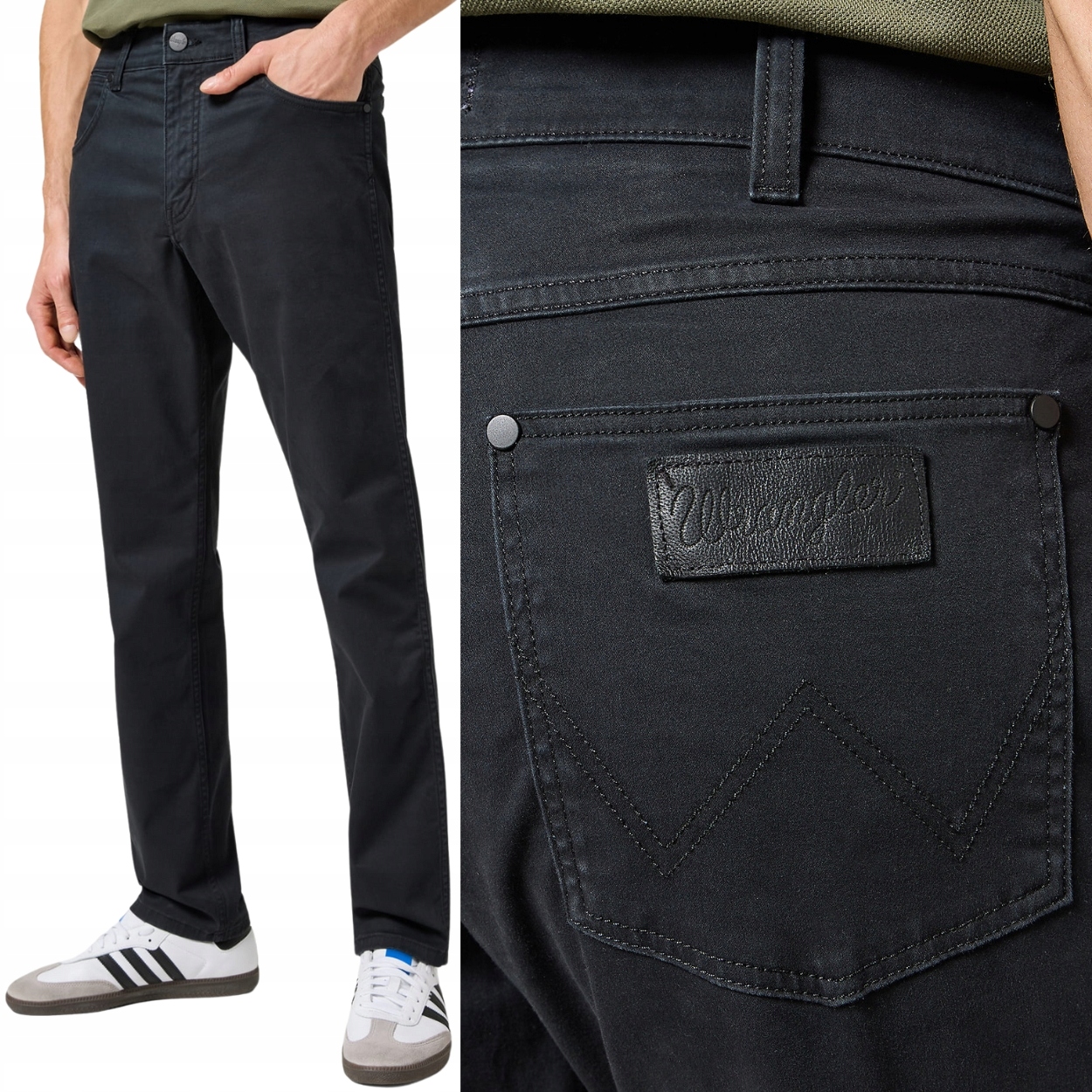 Wrangler Greensboro Black černé jednoduché látkové kalhoty W30 L30