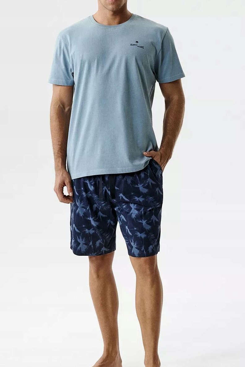 Pánské pyžamo s krátkým rukávem Atlantic NMP-399 modrá-denim [Velikost M]