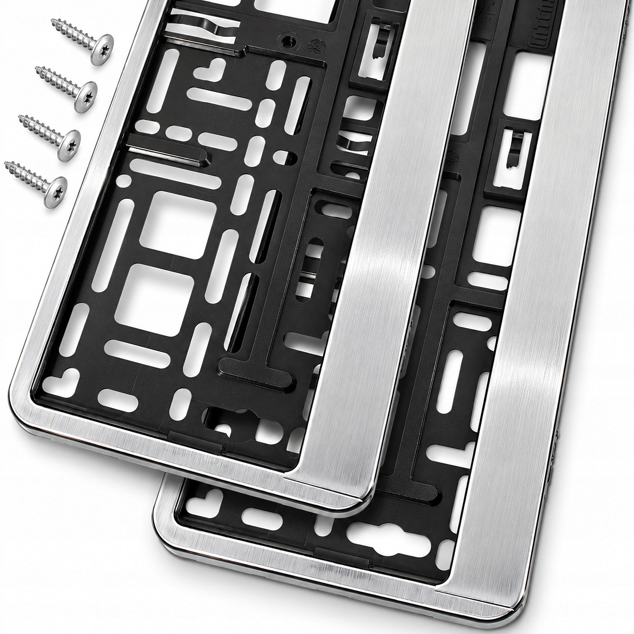 2x Ramki Pod Tablicę Rejestracyjną Aluminium Szczotkowane Ramki Do Tablic
