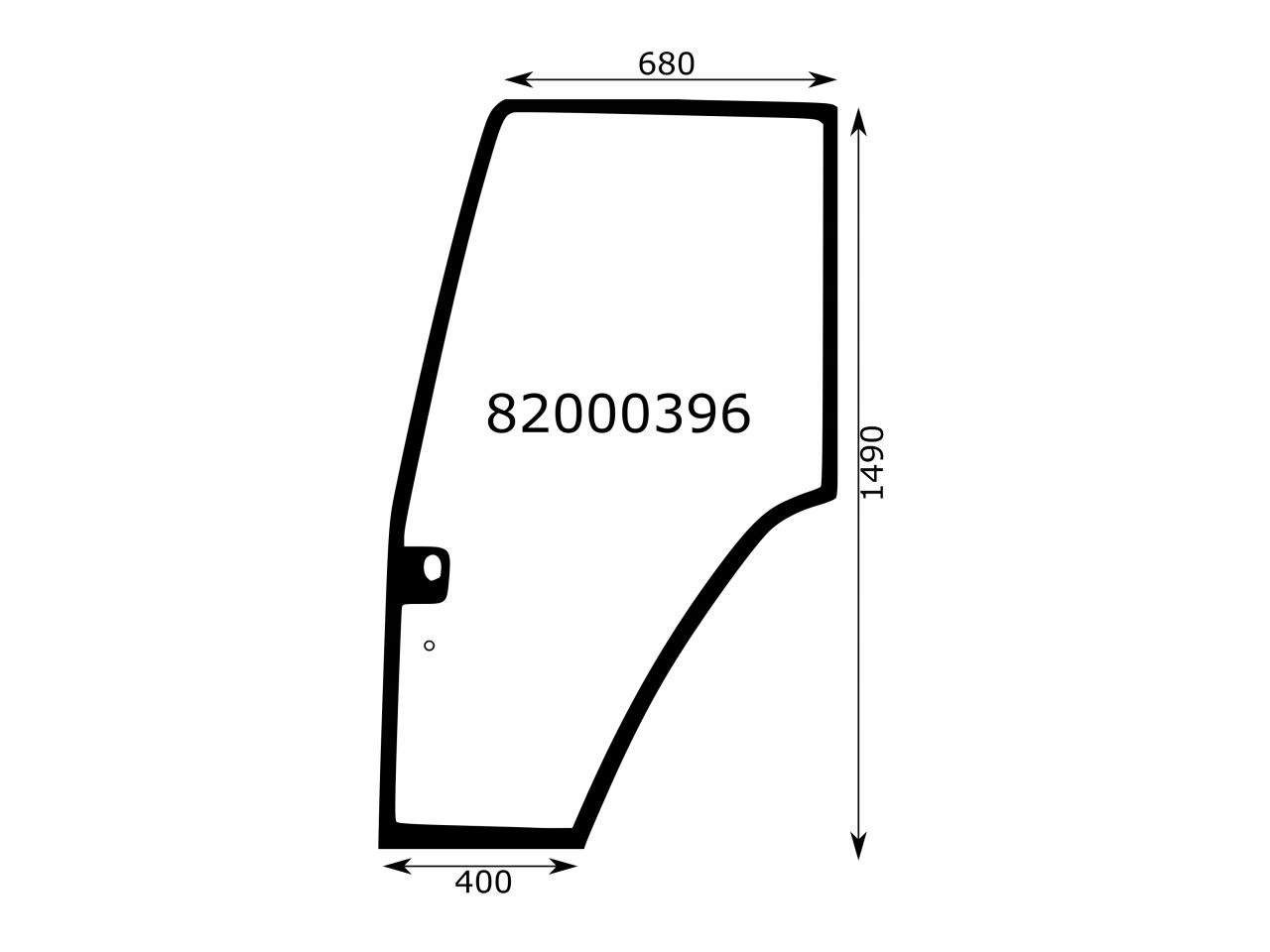 SZYBA DRZWI LEWE NEW HOLLAND WKLEJANA 82000396