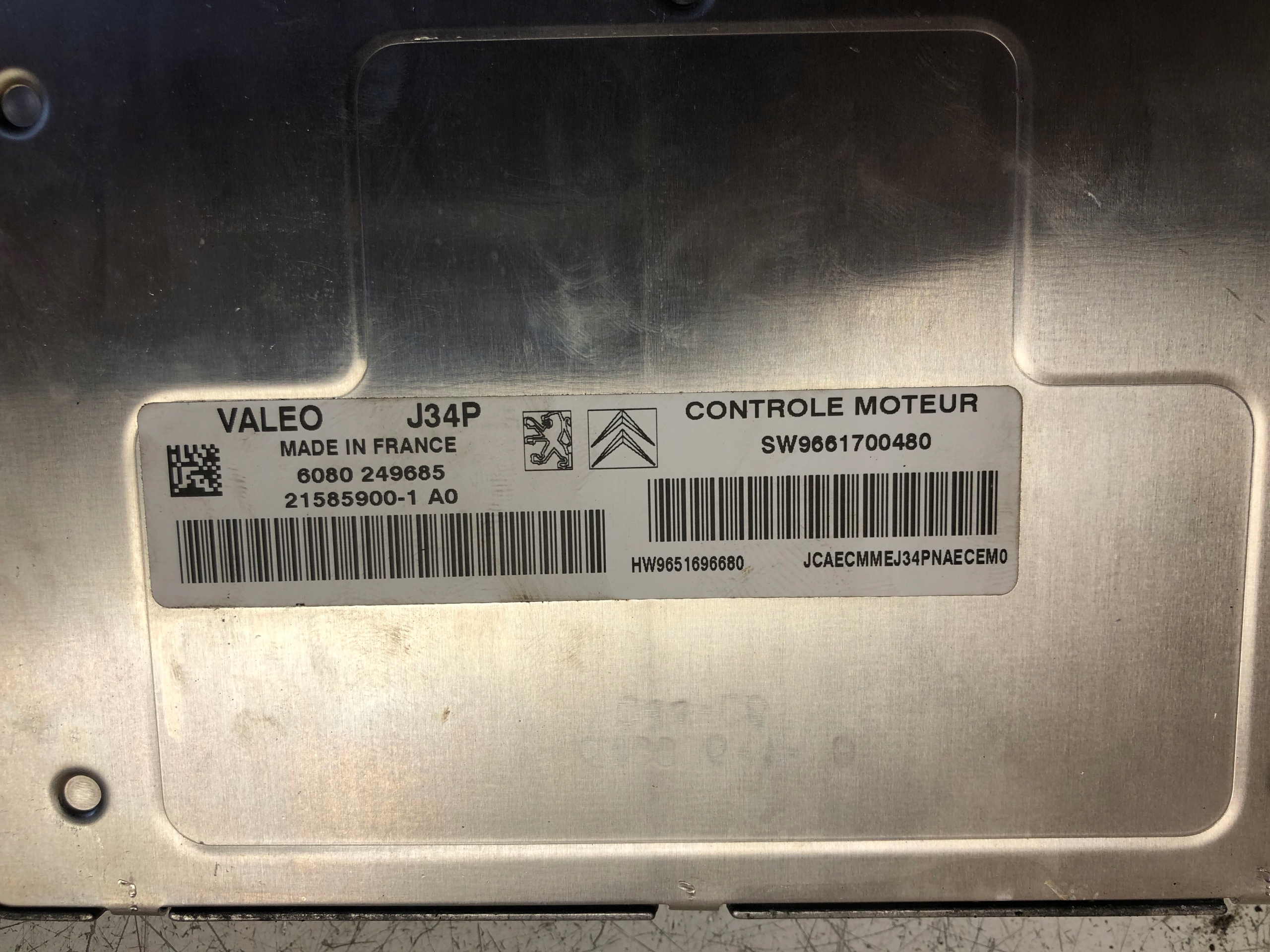 computer control unit of the engine PEUGEOT CITROEN 9661700480