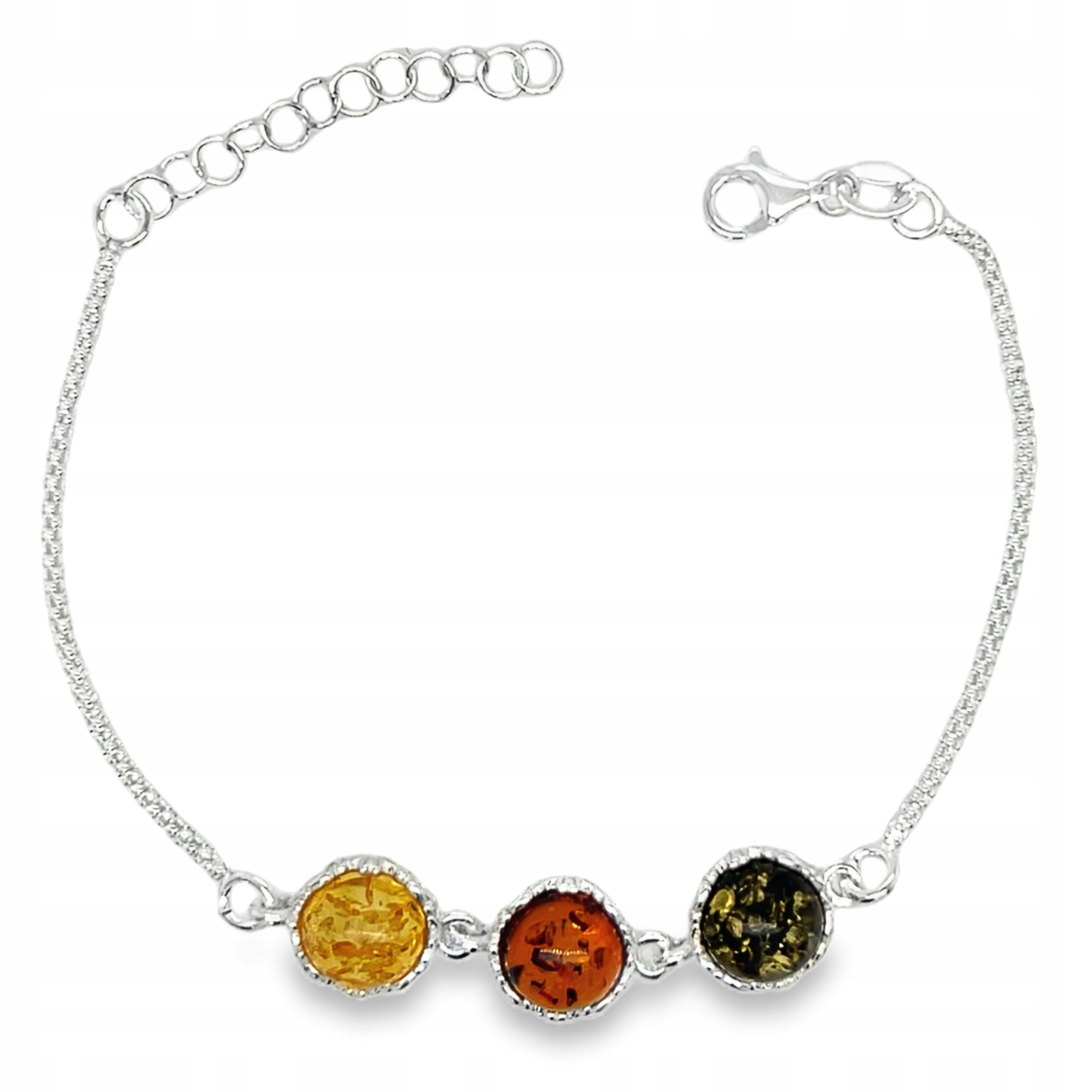 Náramek Stříbrný jemný s jantarem koňakový zelený citronový Video