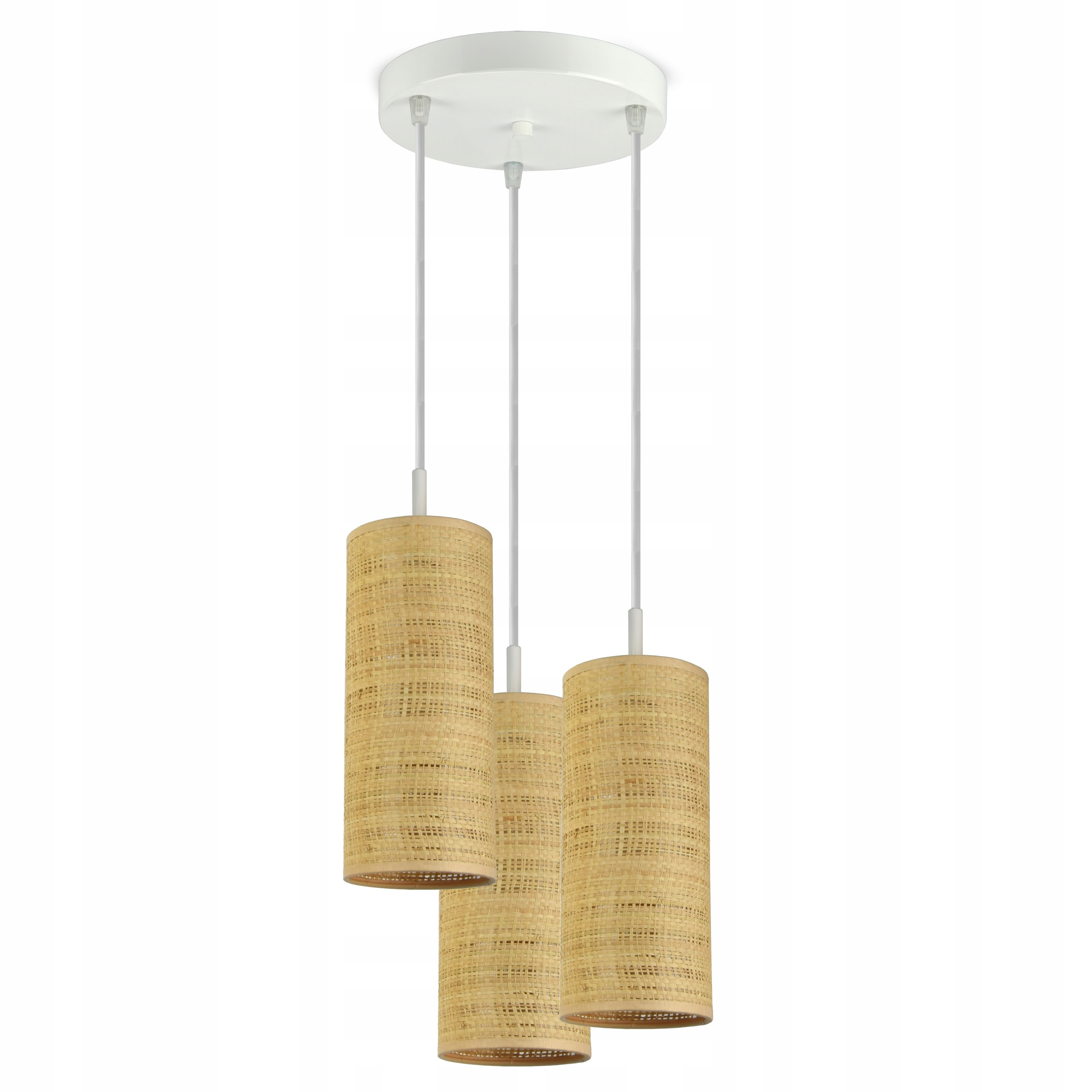 

Lampa Wisząca Żyrandol Abażury Tuby Rattan Led E27