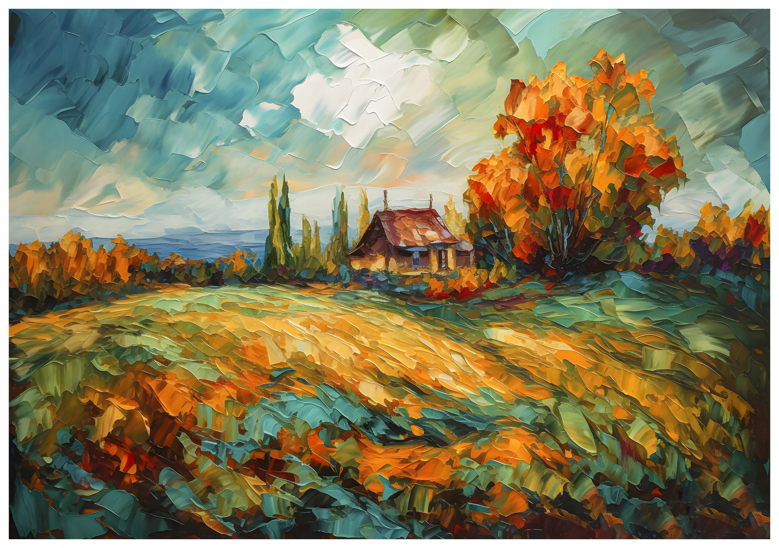 Vliesová fototapeta Podzimní venkovská krajina, teplé barvy 400x280 lepidlo