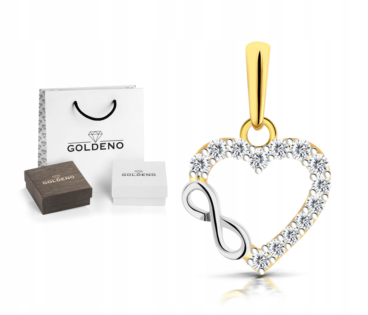 ZŁOTA ZAWIESZKA WISIOREK 585 SERCE SERDUSZKO Z CYRKONIAMI