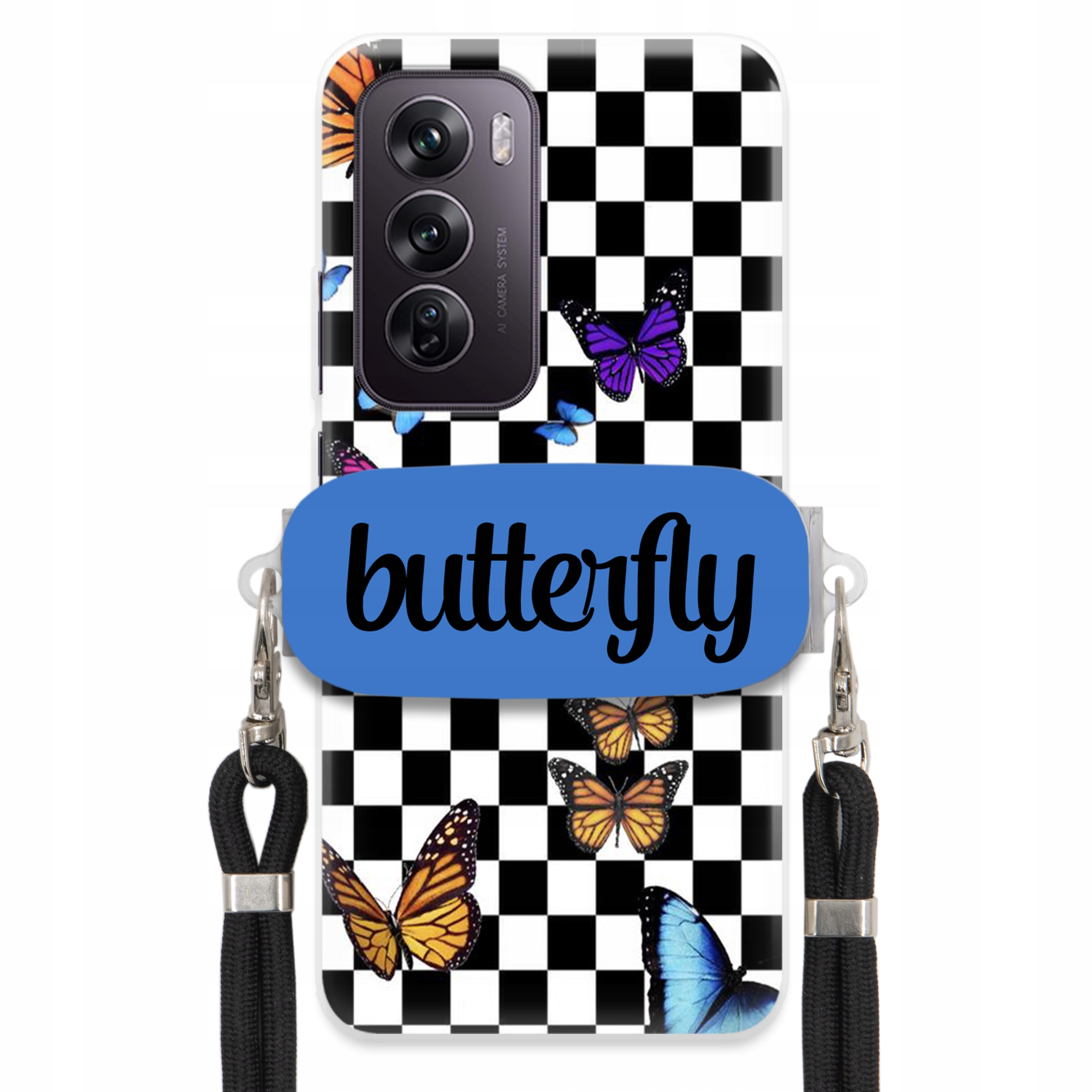 Puzdro Pre Oppo Reno 12 Pro 5G Puzdro Obdĺžnikový Držiak Vodítko Butterfly Motýle