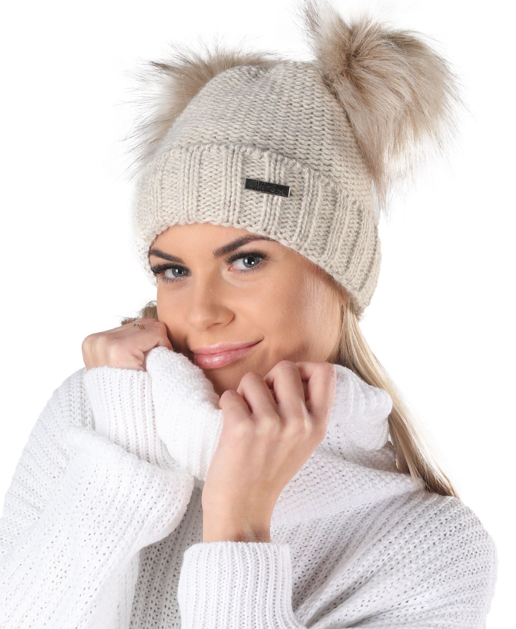 

Mikos czapka beżowa beanie Polska zimowa Hat 689