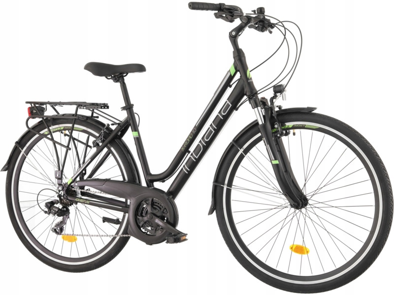 Rower trekkingowy Indiana X-Road 1.0 D21 28 cali damski Czarno-zielony