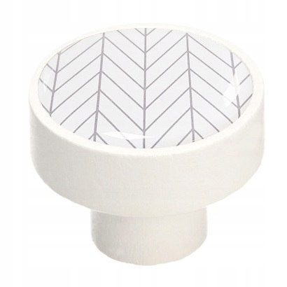 

Gałka meblowa drewniana biała GD08, szara jodełka