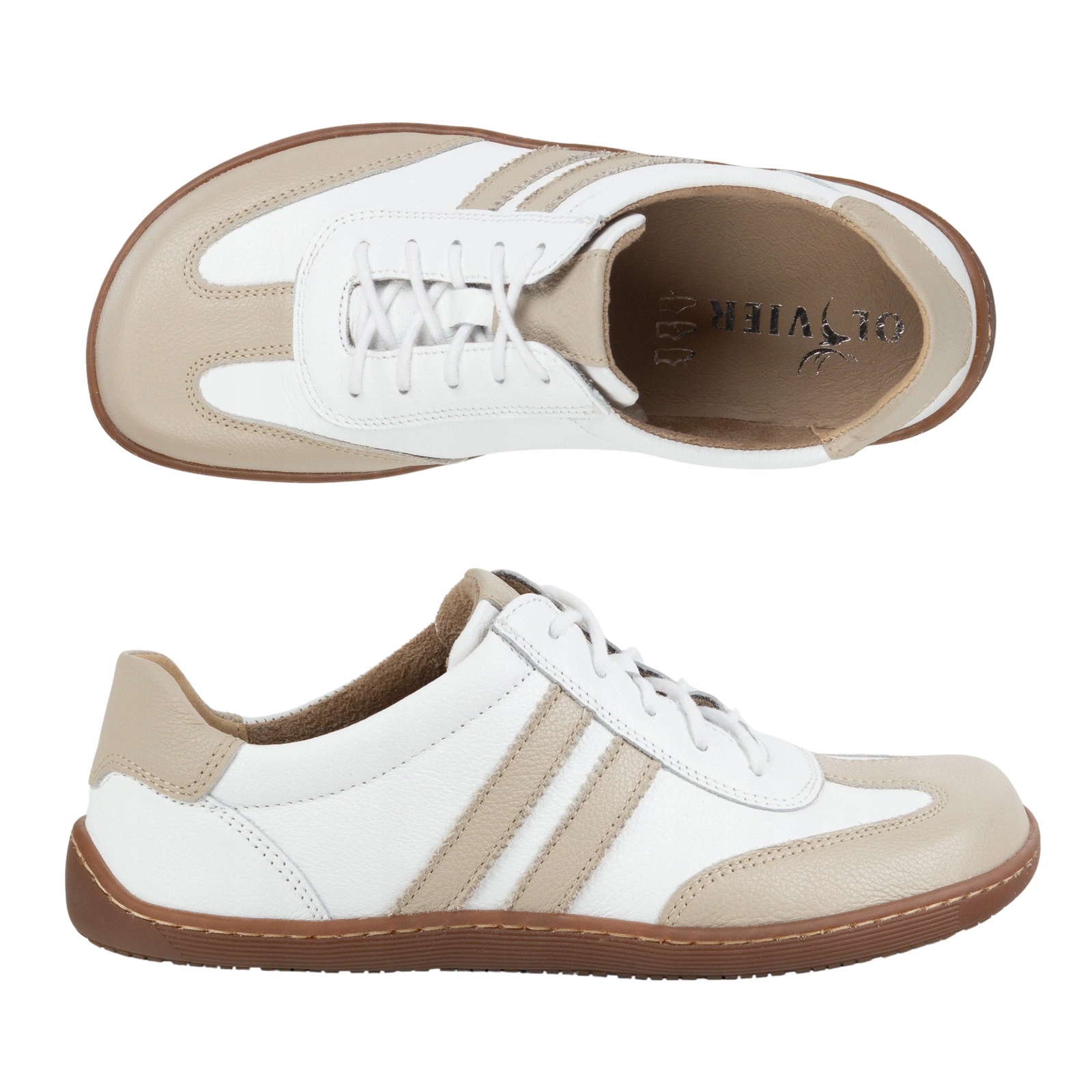 Dámské Barefoot boty Olivier 1287 kožené, široká přední část, bílé, velikost 39