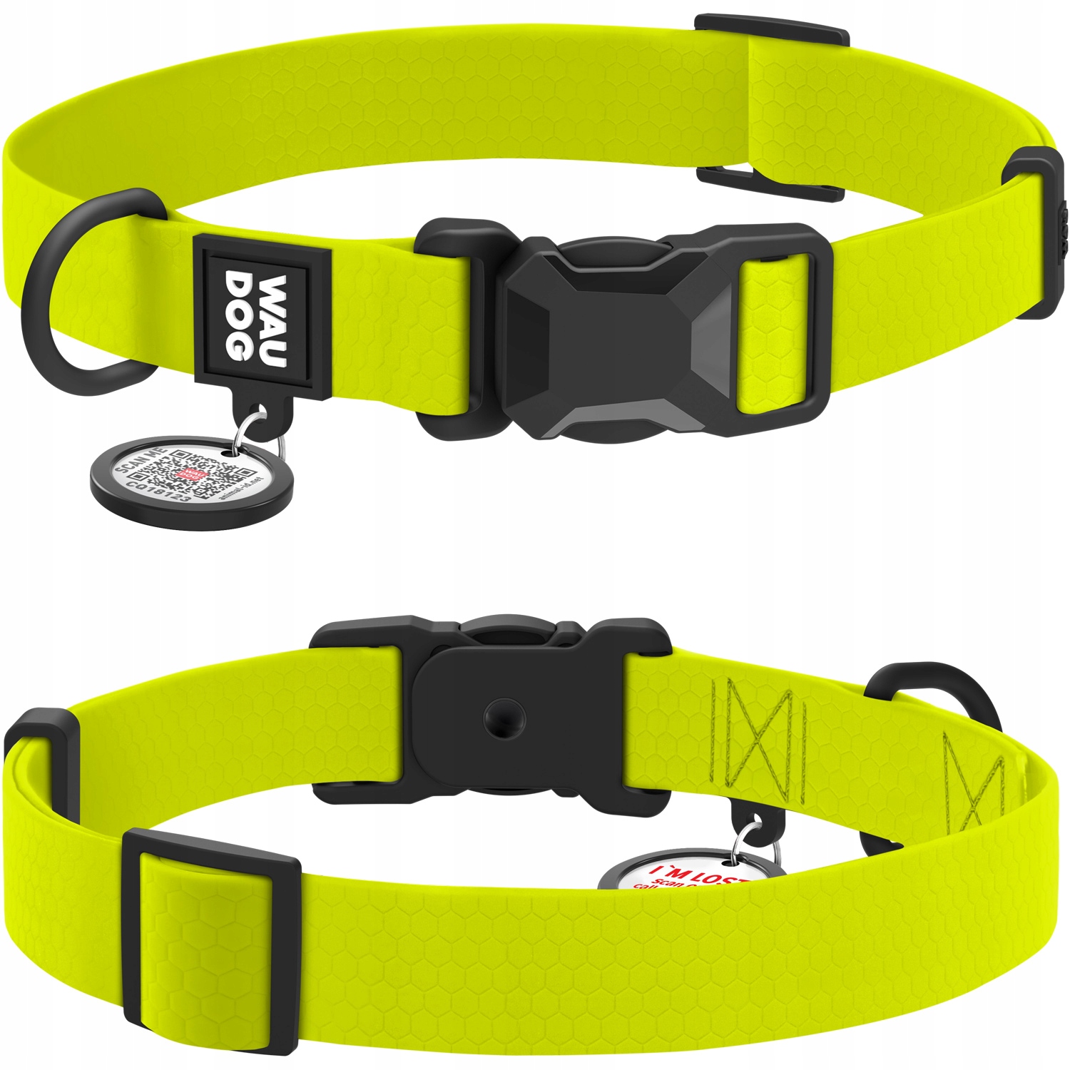 Levně Voděodolná obojek pro psa, magnetická fastexová spona, limetková, velikost XL